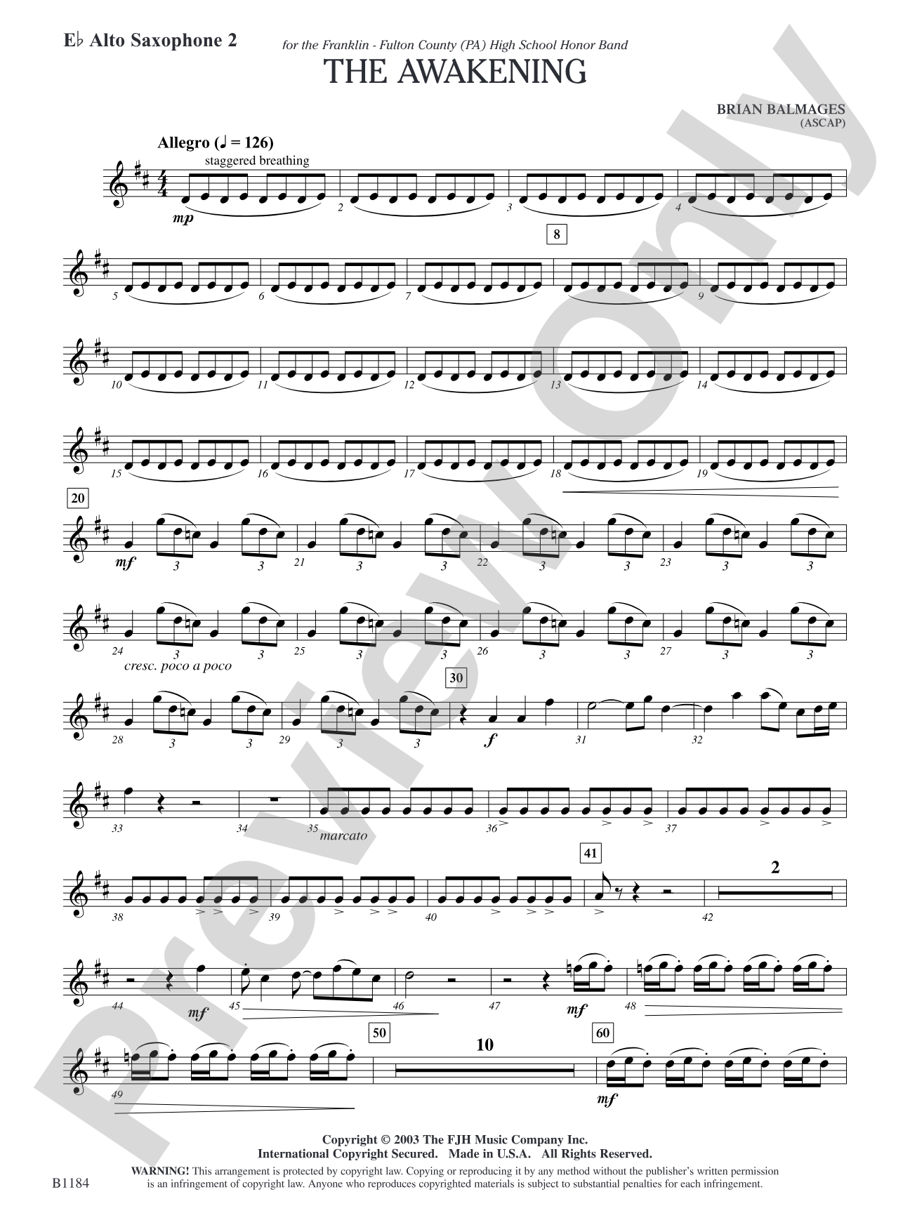 The Awakening: E-flat Alto Saxophone 2