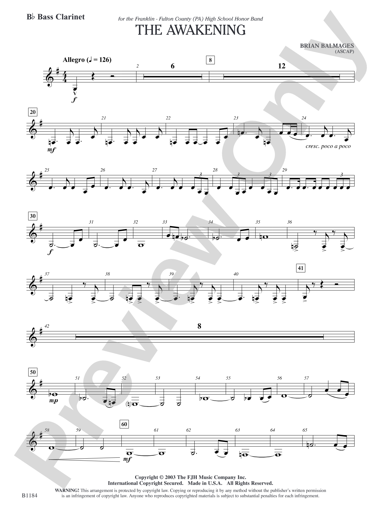 The Awakening: B-flat Bass Clarinet