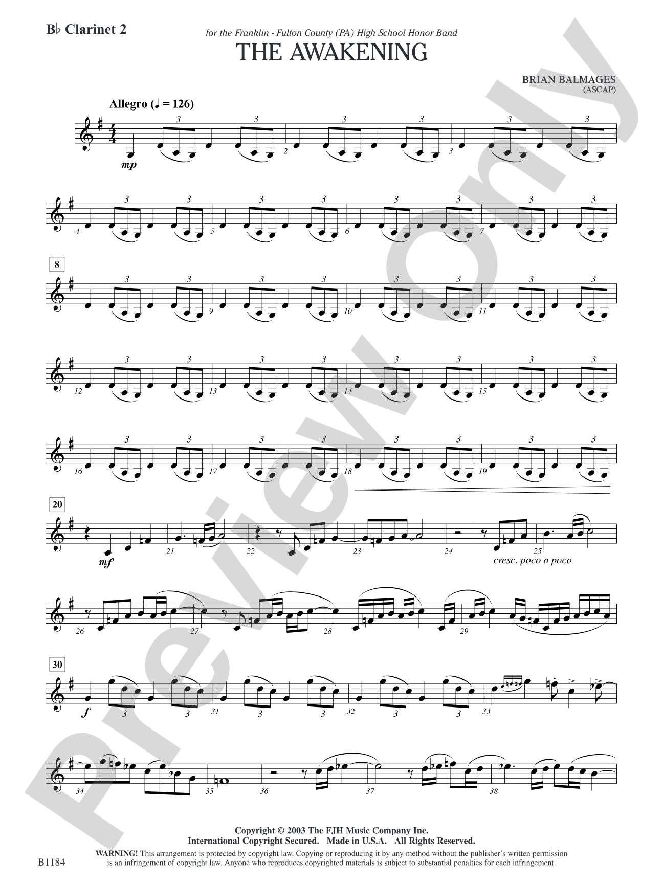 The Awakening: B-flat Clarinet 2