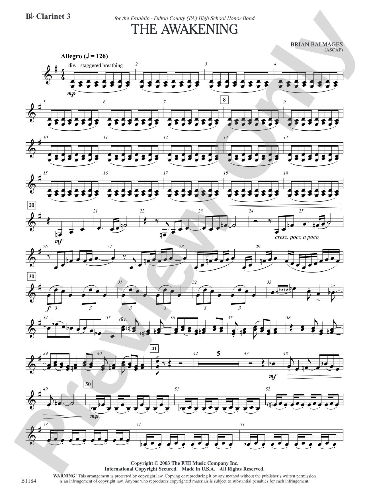 The Awakening: B-flat Clarinet 3