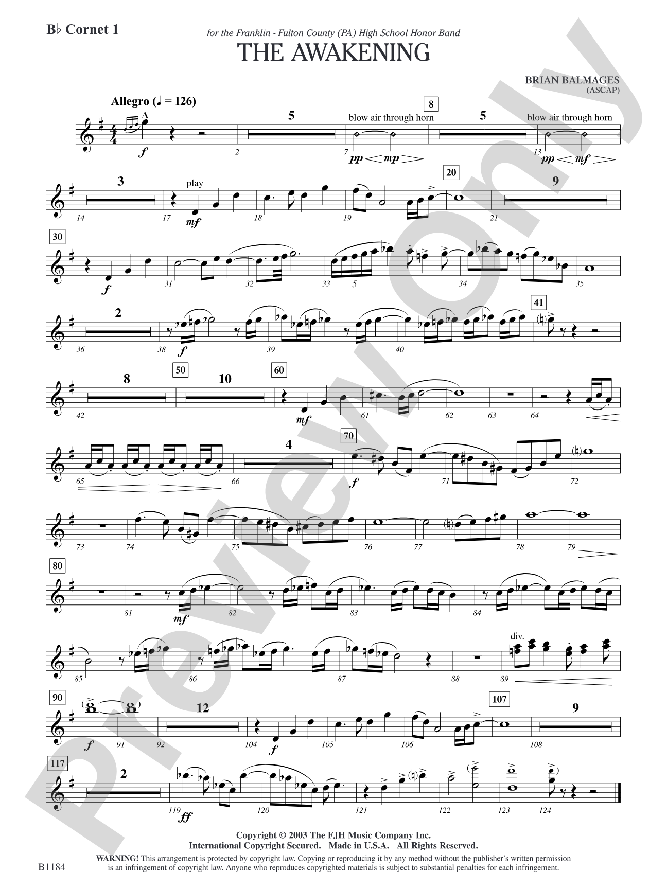 The Awakening: B-flat Cornet 1