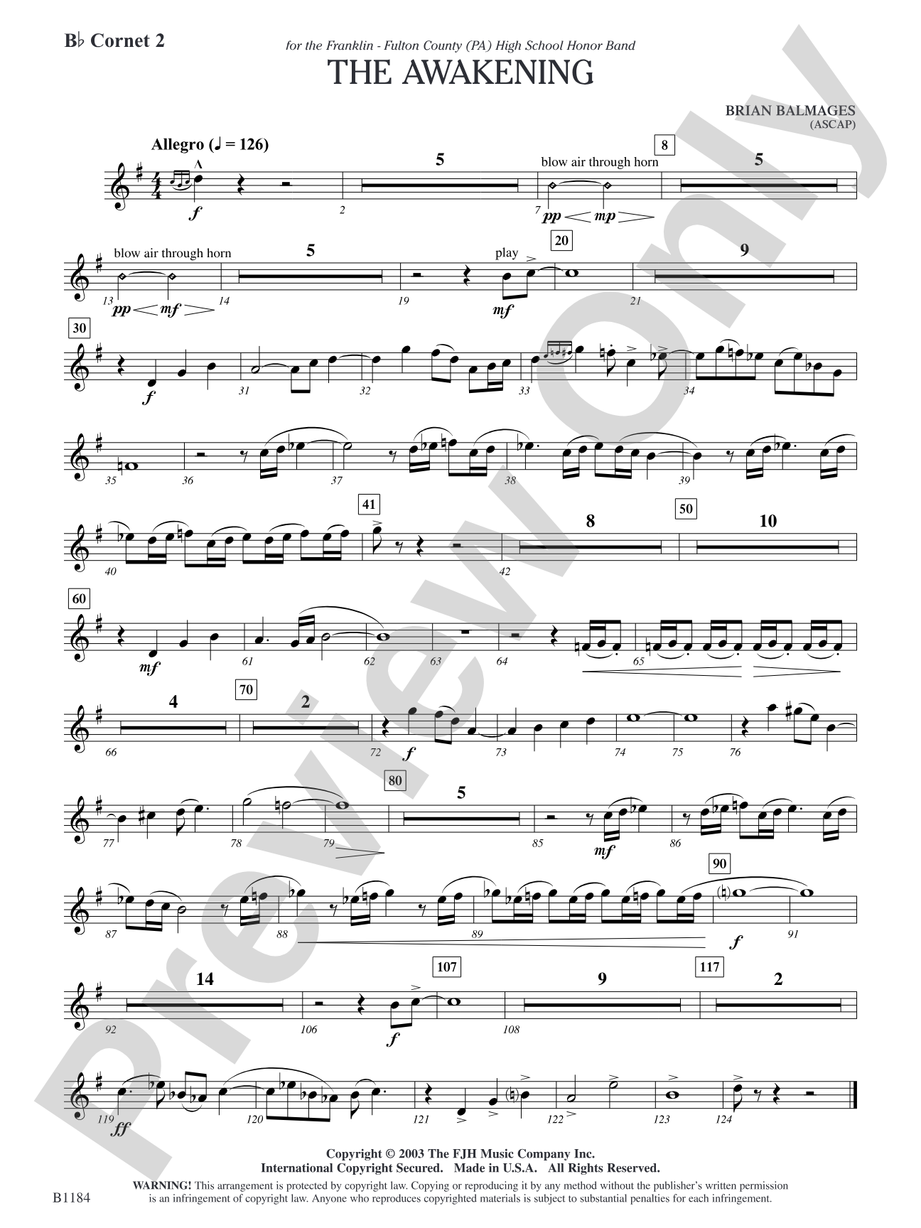 The Awakening: B-flat Cornet 2