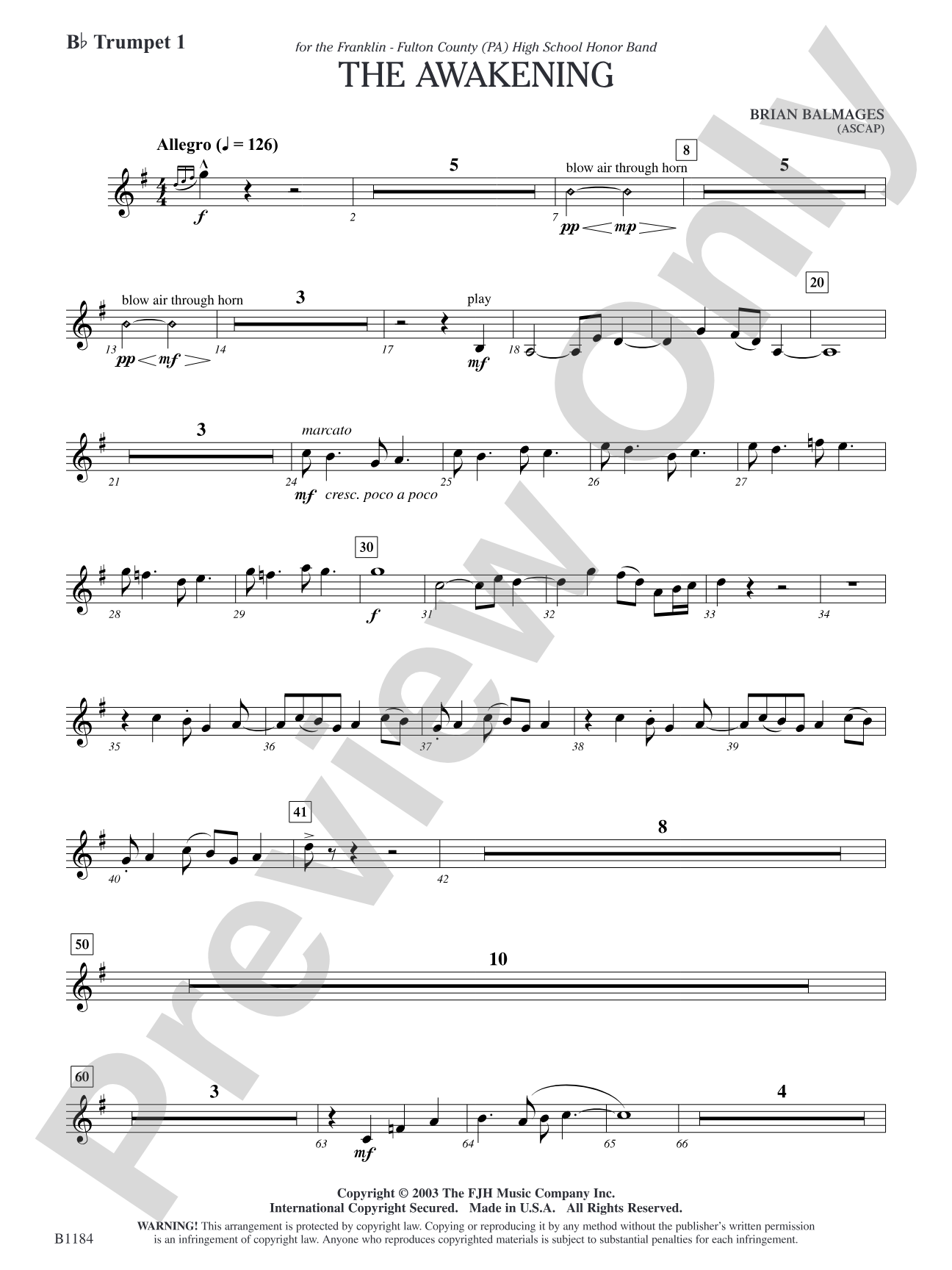 The Awakening: B-flat Trumpet 1
