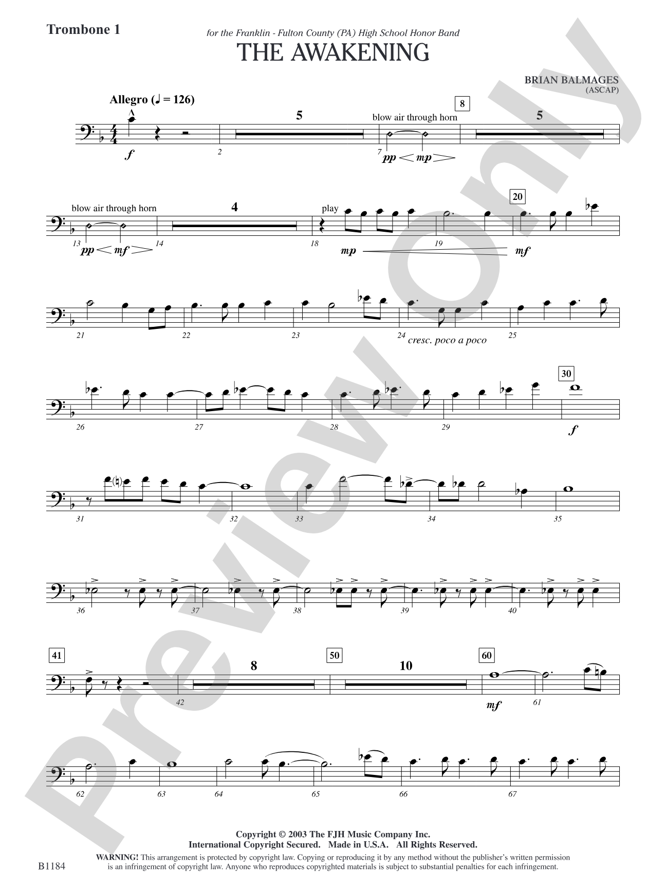 The Awakening: Trombone 1