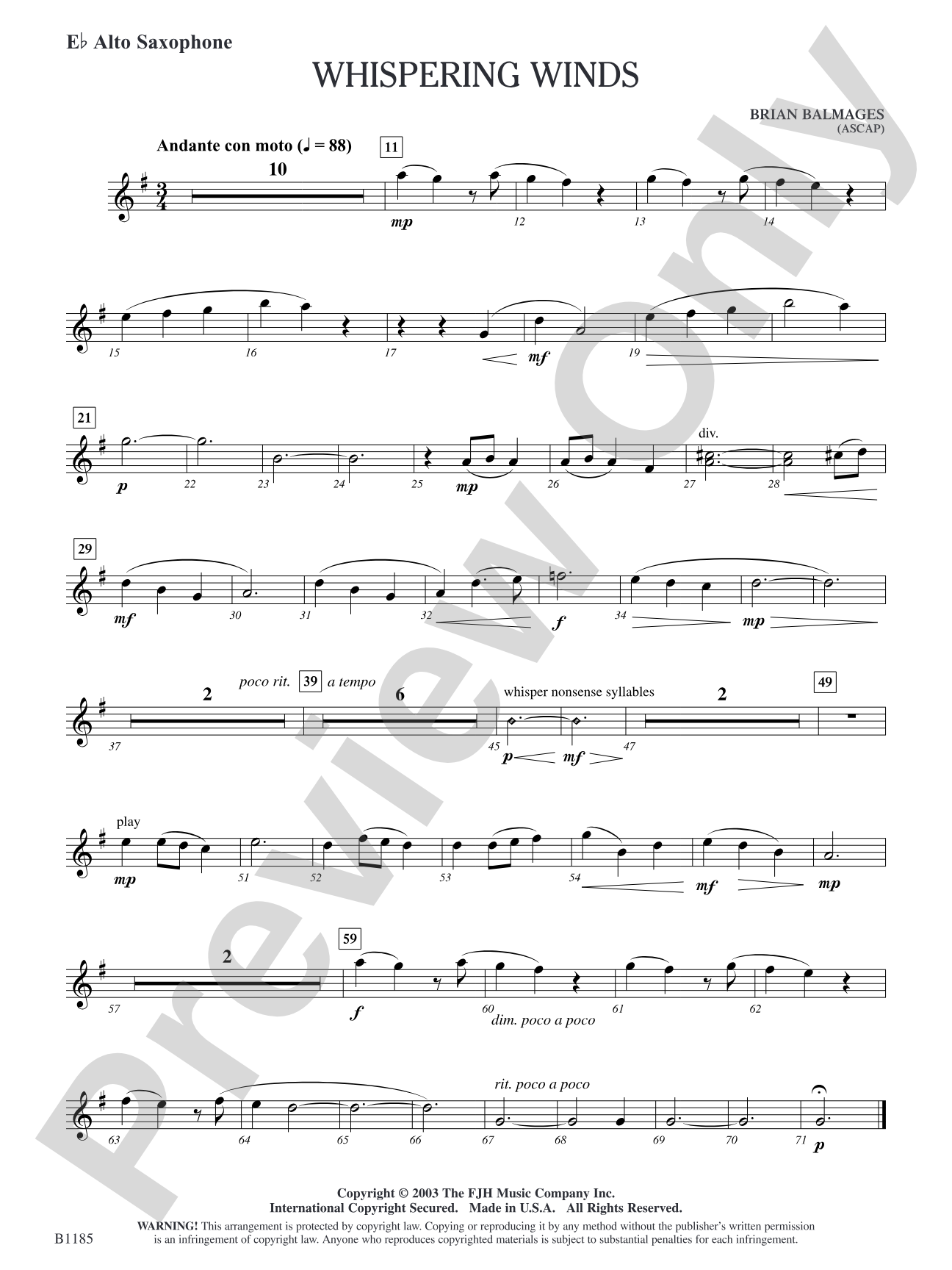 Whispering Winds: E-flat Alto Saxophone