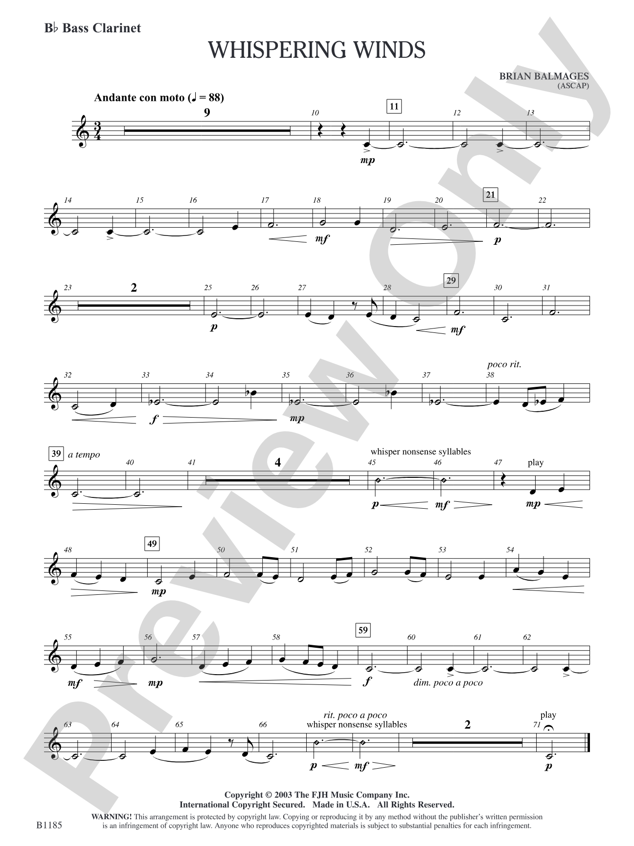 Whispering Winds: B-flat Bass Clarinet