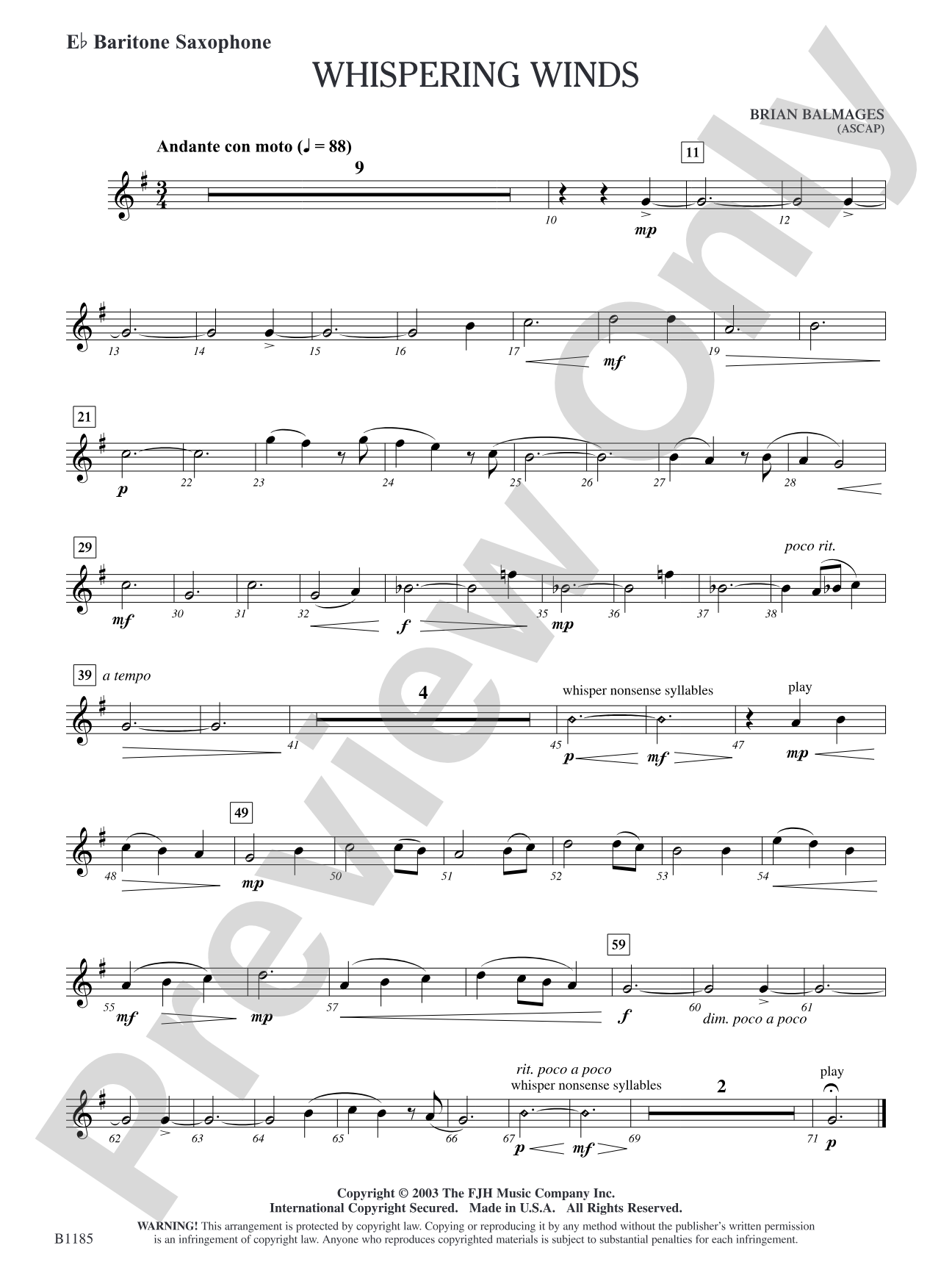 Whispering Winds: E-flat Baritone Saxophone