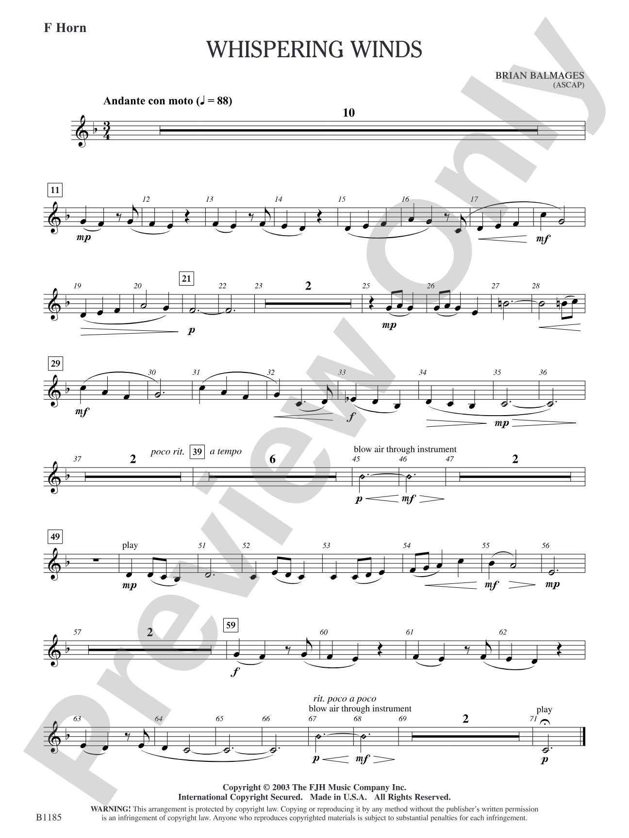 Whispering Winds: F Horn