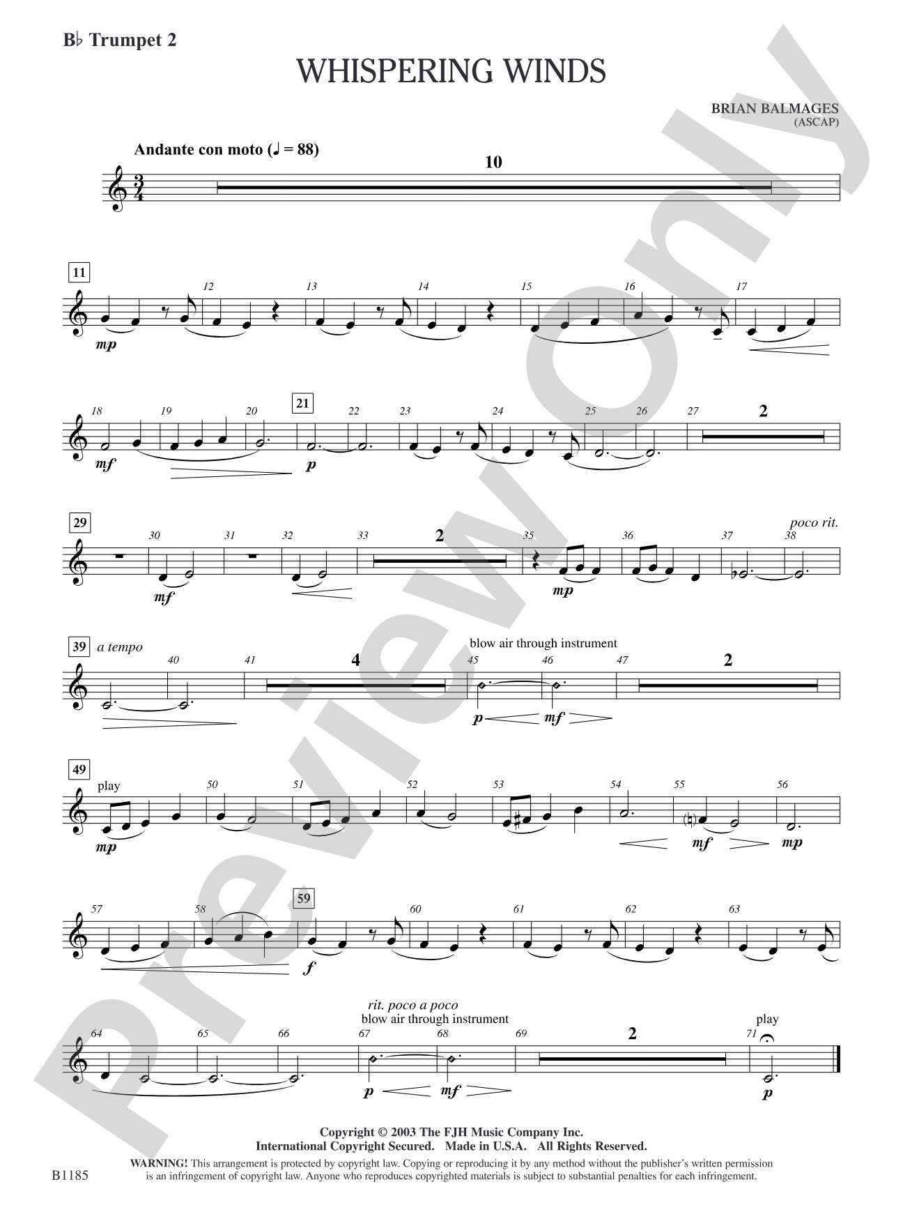 Whispering Winds: B-flat Trumpet 2