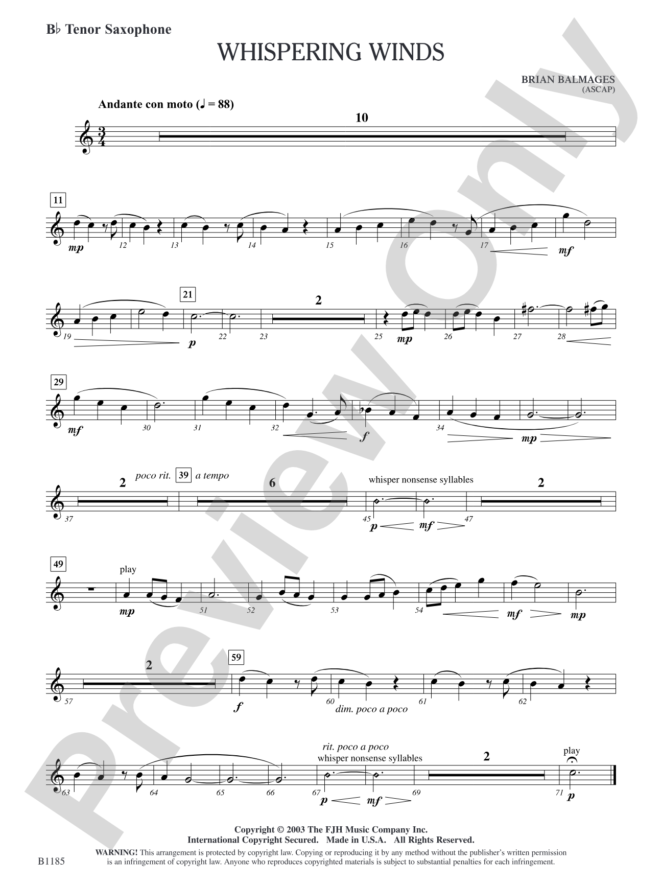 Whispering Winds: B-flat Tenor Saxophone