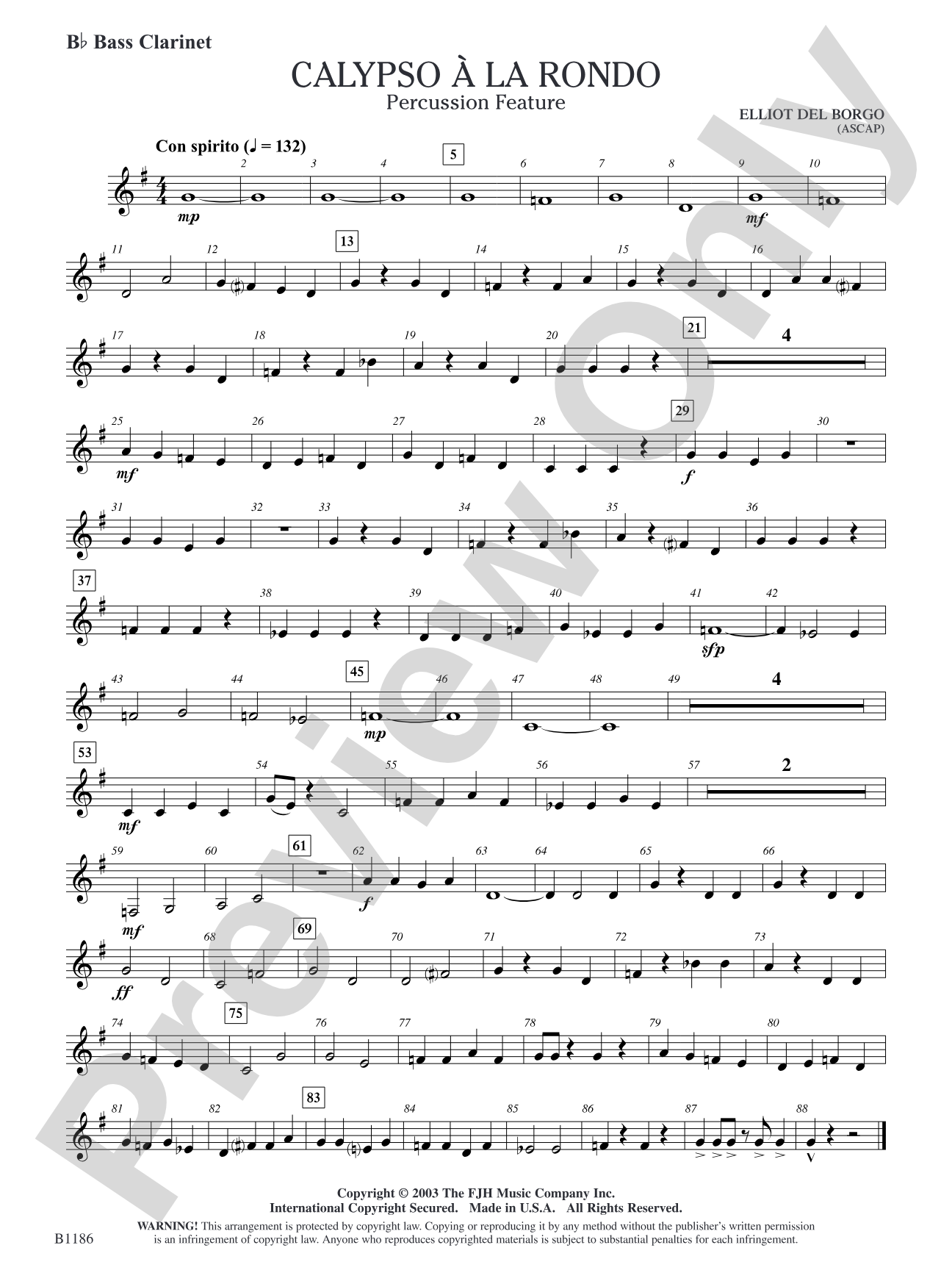 Calypso à la Rondo: B-flat Bass Clarinet