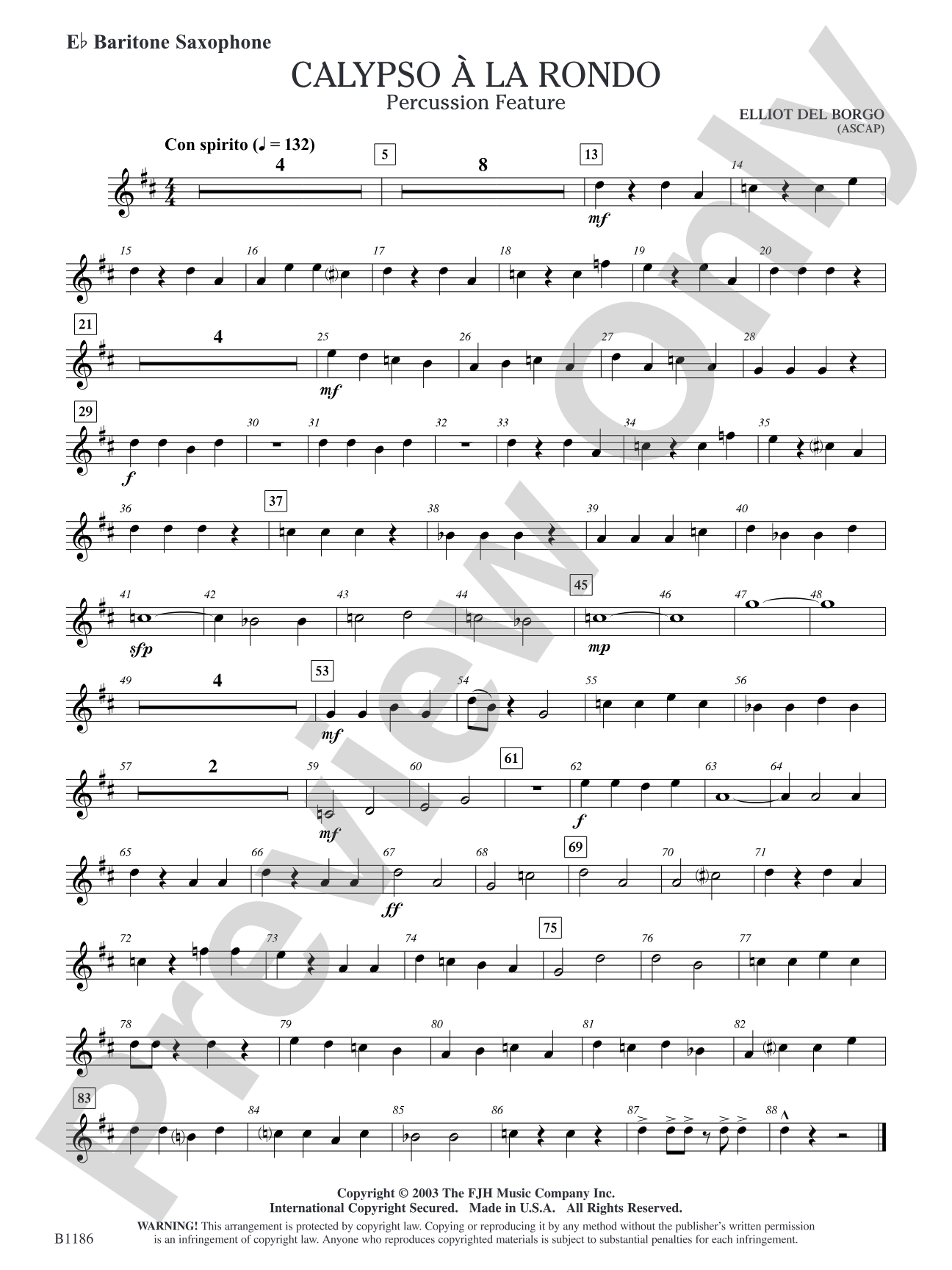 Calypso à la Rondo: E-flat Baritone Saxophone