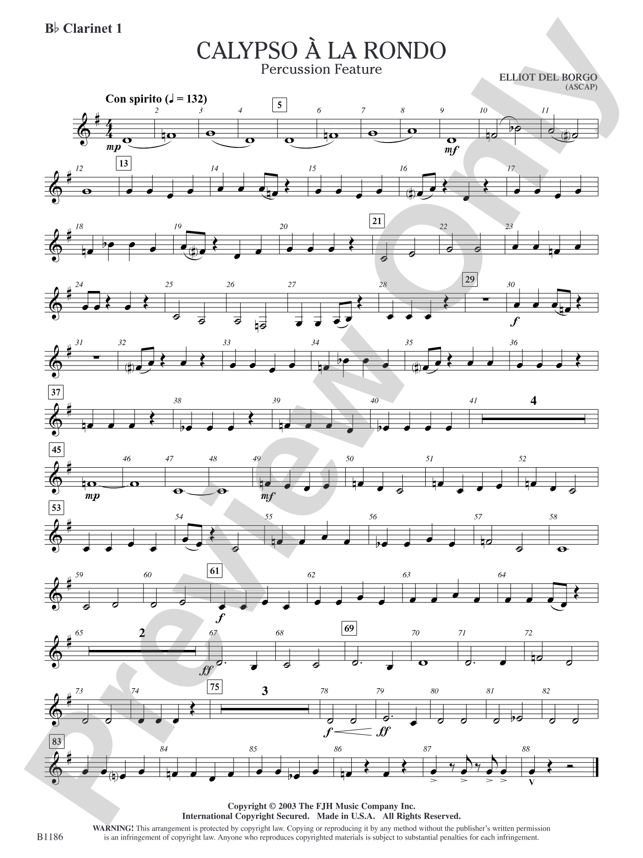 Calypso à la Rondo: B-flat Clarinet 1