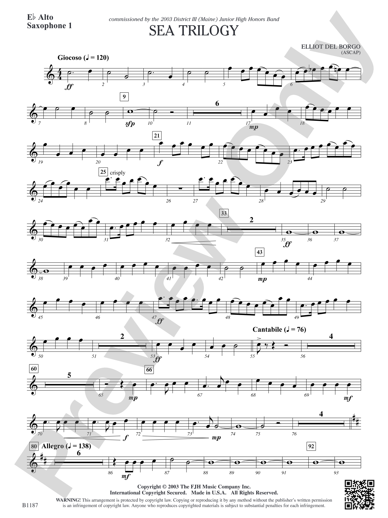 Sea Trilogy: E-flat Alto Saxophone 1