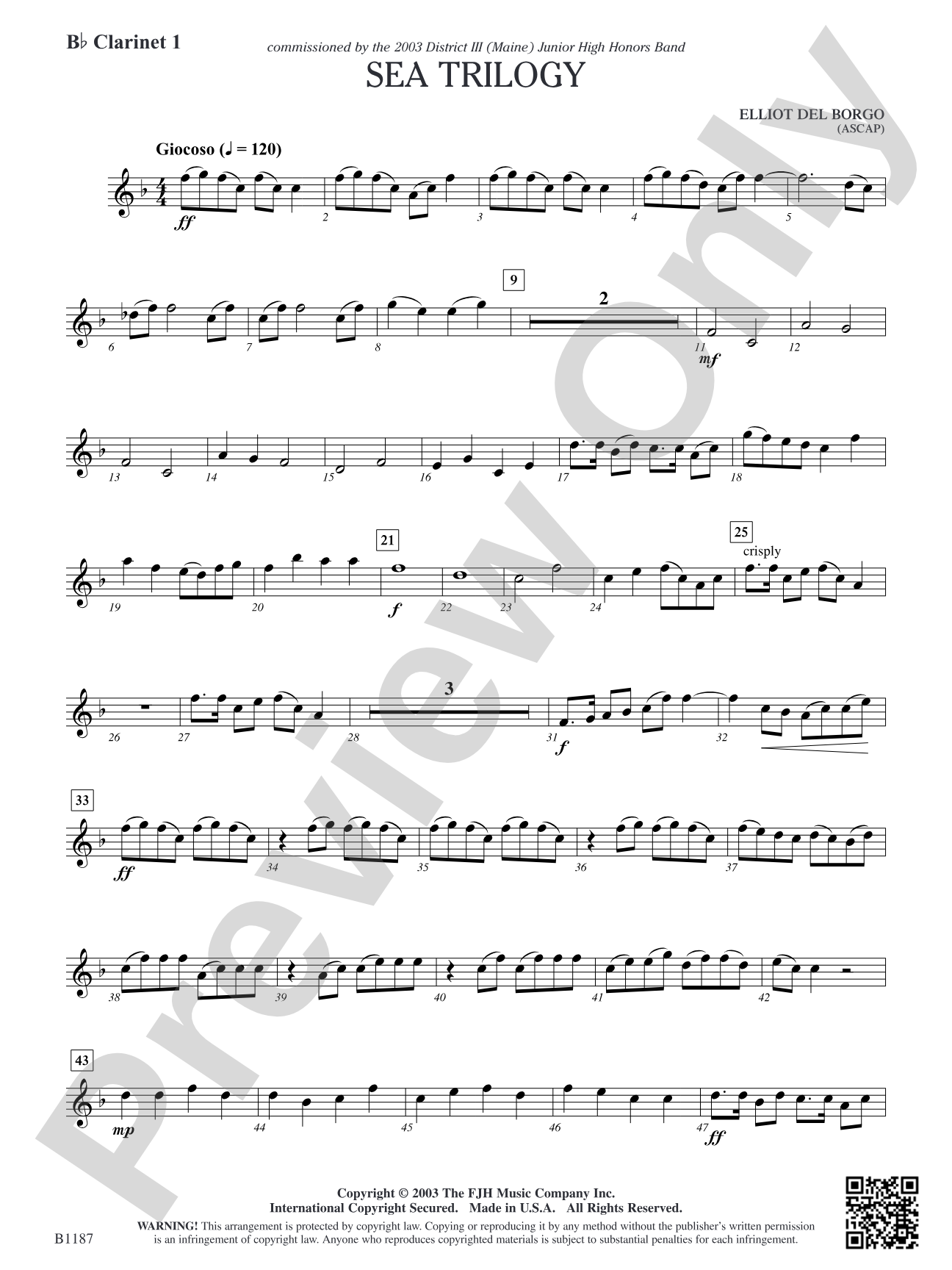 Sea Trilogy: B-flat Clarinet 1