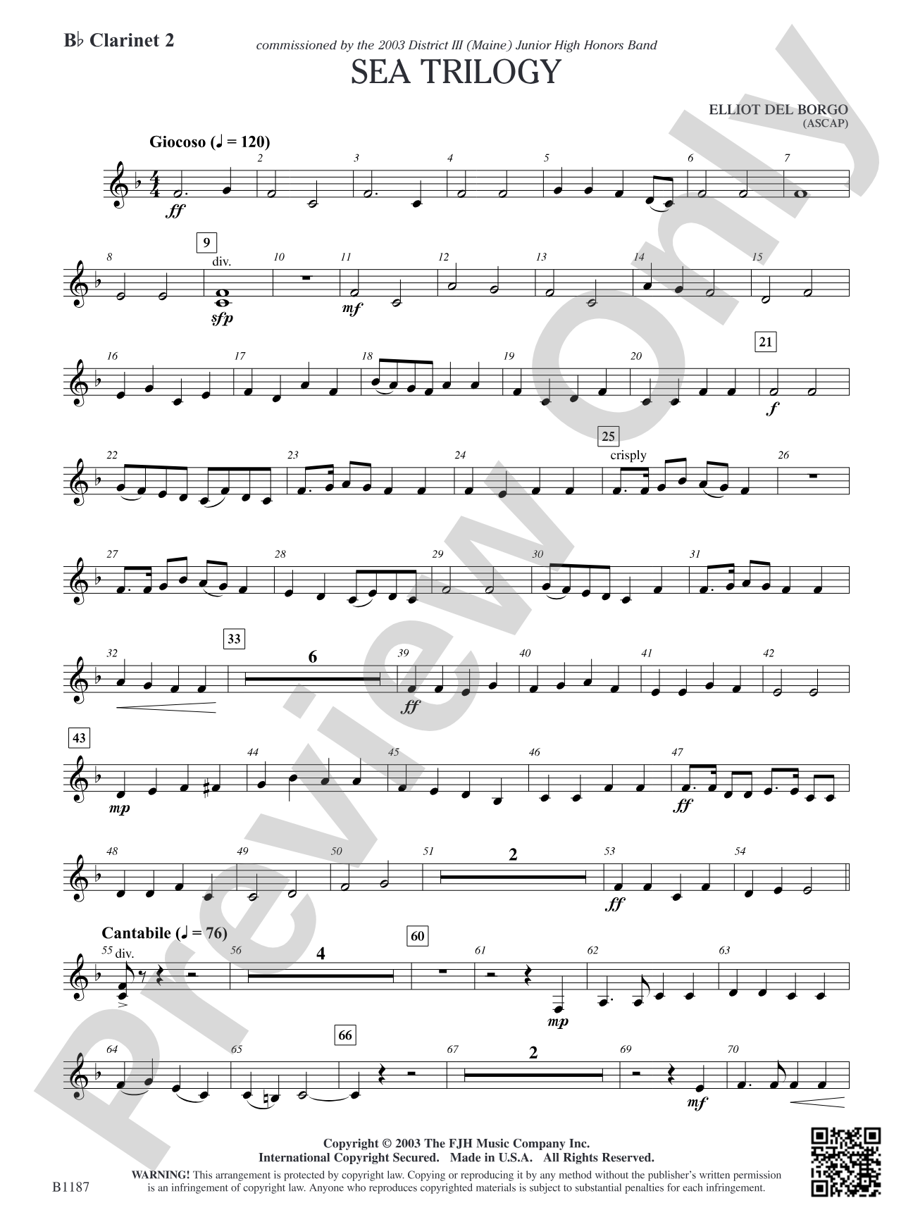 Sea Trilogy: B-flat Clarinet 2