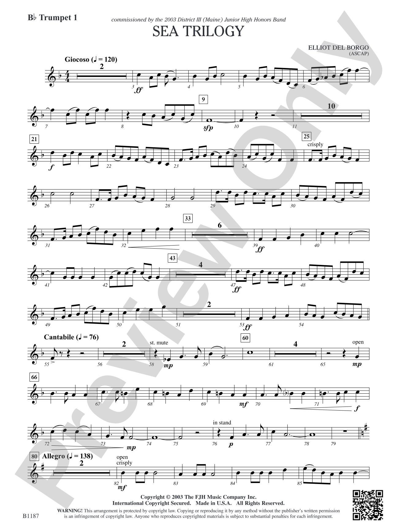 Sea Trilogy: B-flat Trumpet 1