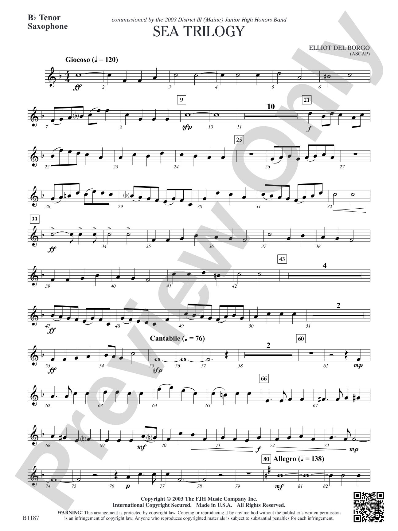 Sea Trilogy: B-flat Tenor Saxophone