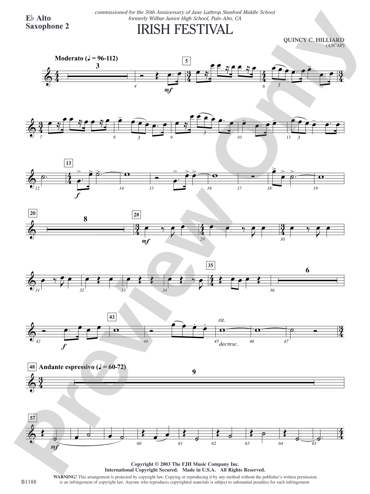 Irish Festival: E-flat Alto Saxophone 2
