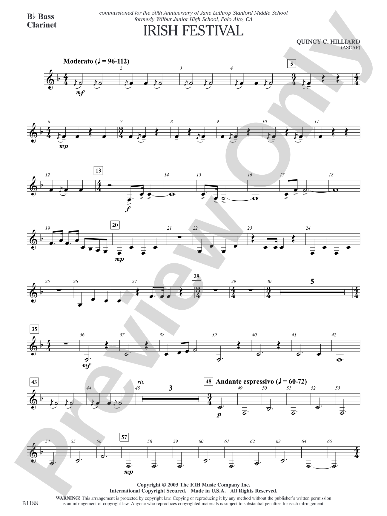 Irish Festival: B-flat Bass Clarinet