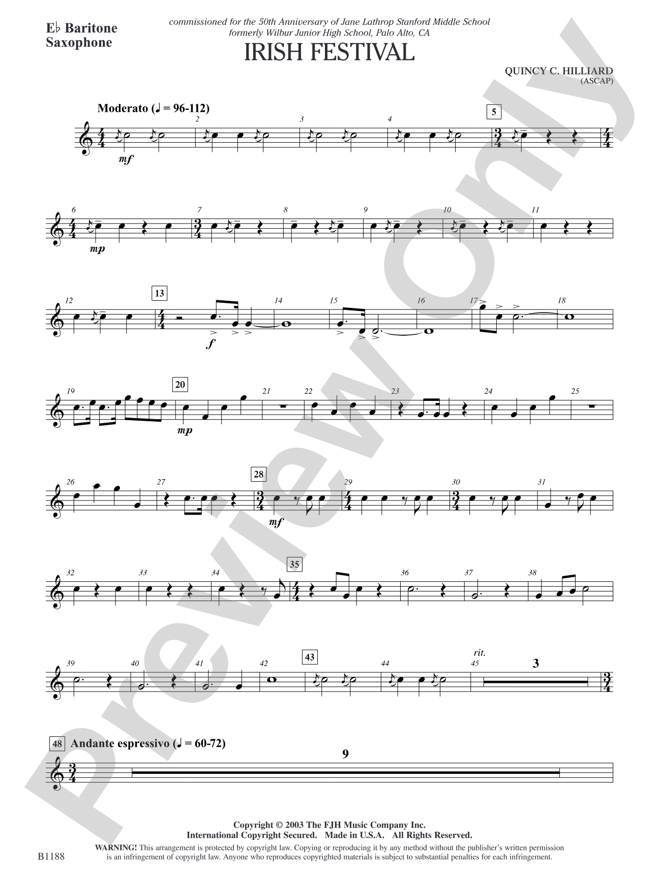 Irish Festival: E-flat Baritone Saxophone