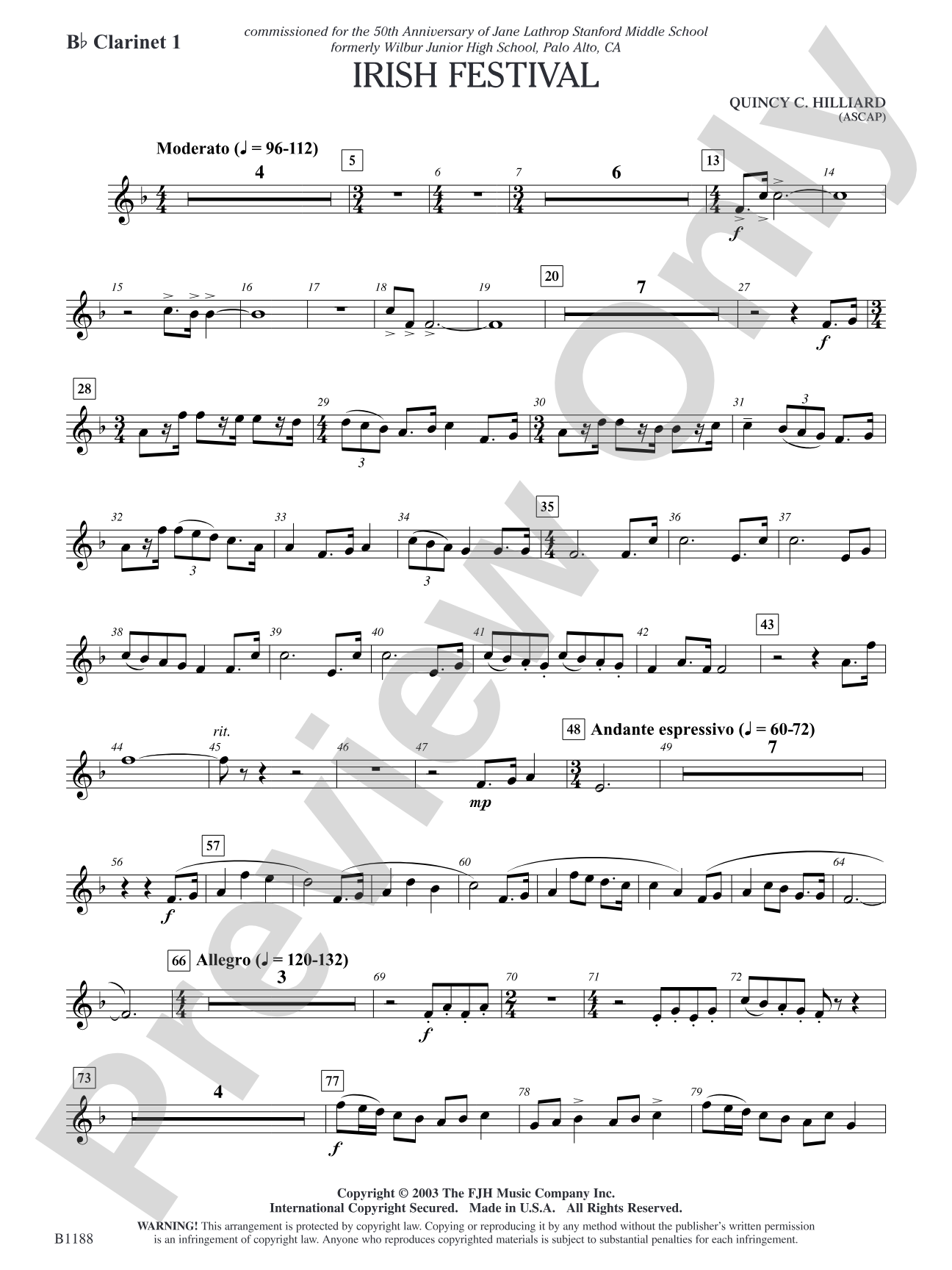 Irish Festival: B-flat Clarinet 1