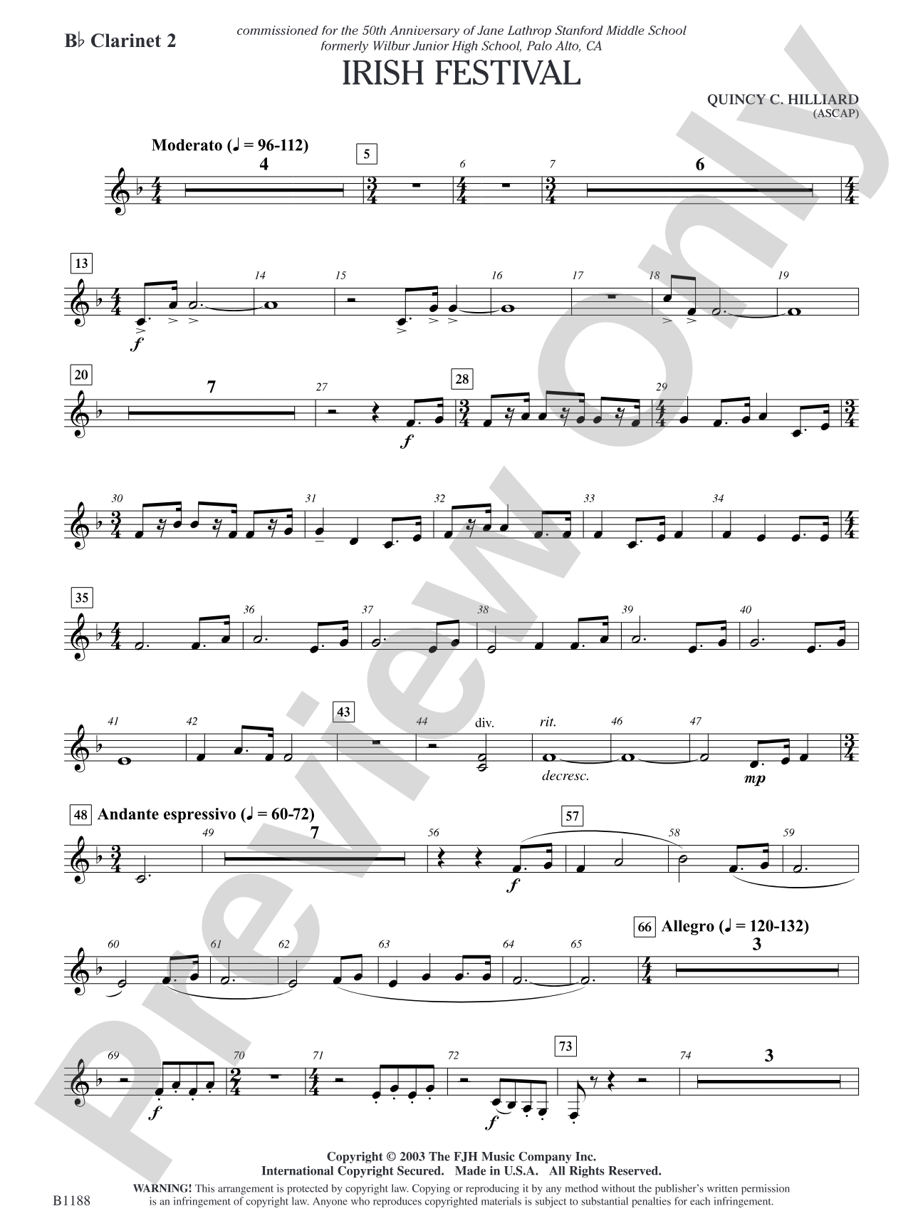 Irish Festival: B-flat Clarinet 2