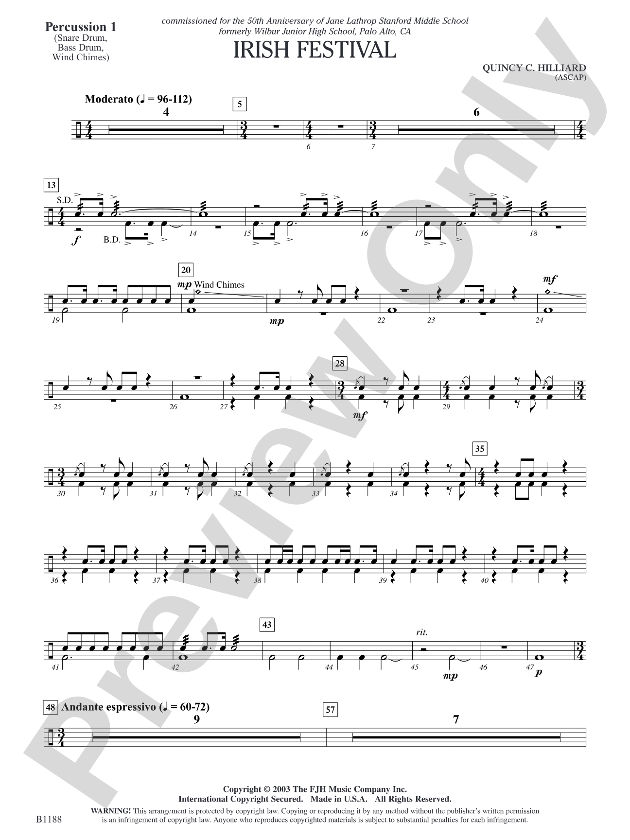 Irish Festival: Percussion 1