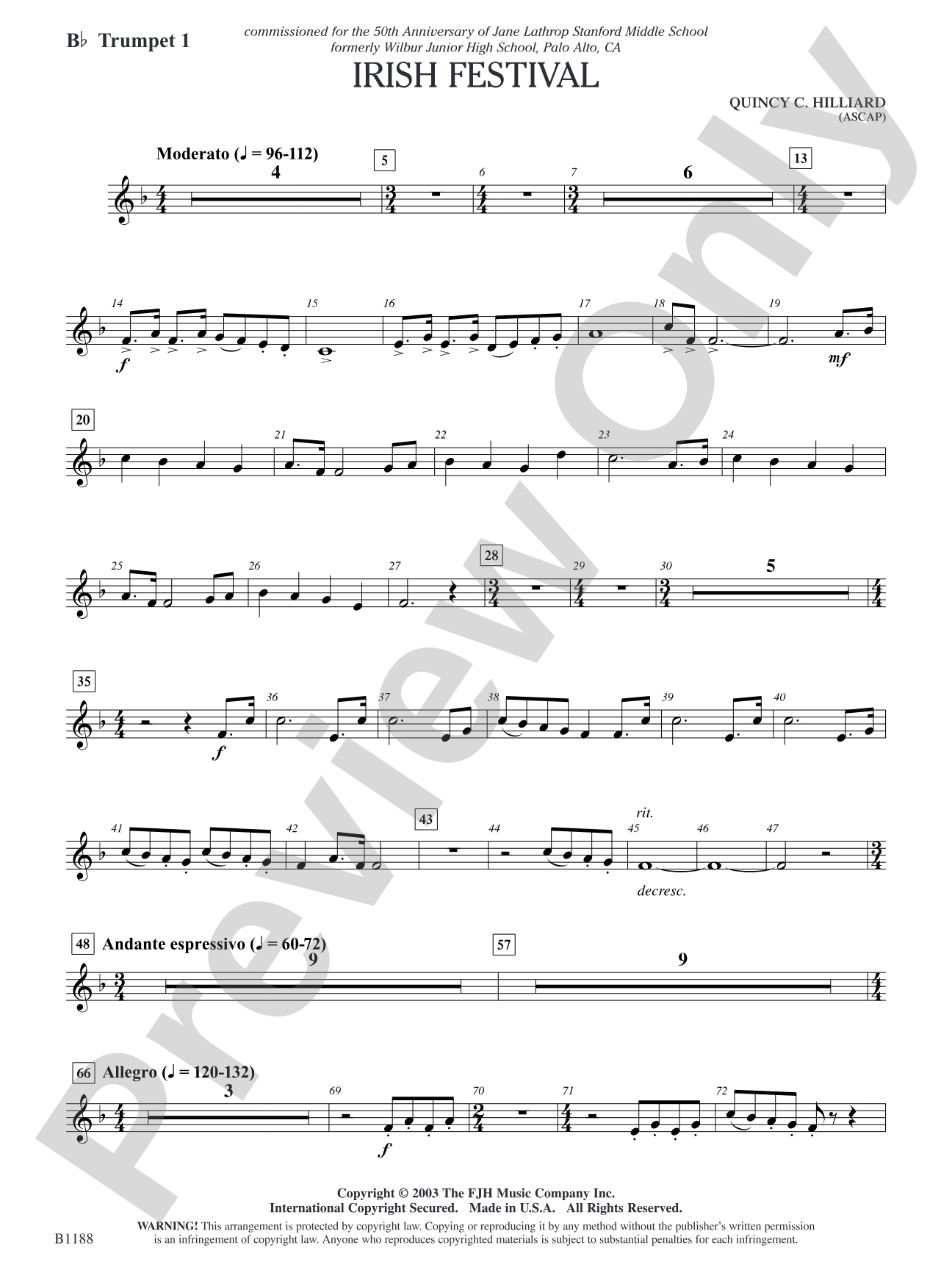 Irish Festival: B-flat Trumpet 1