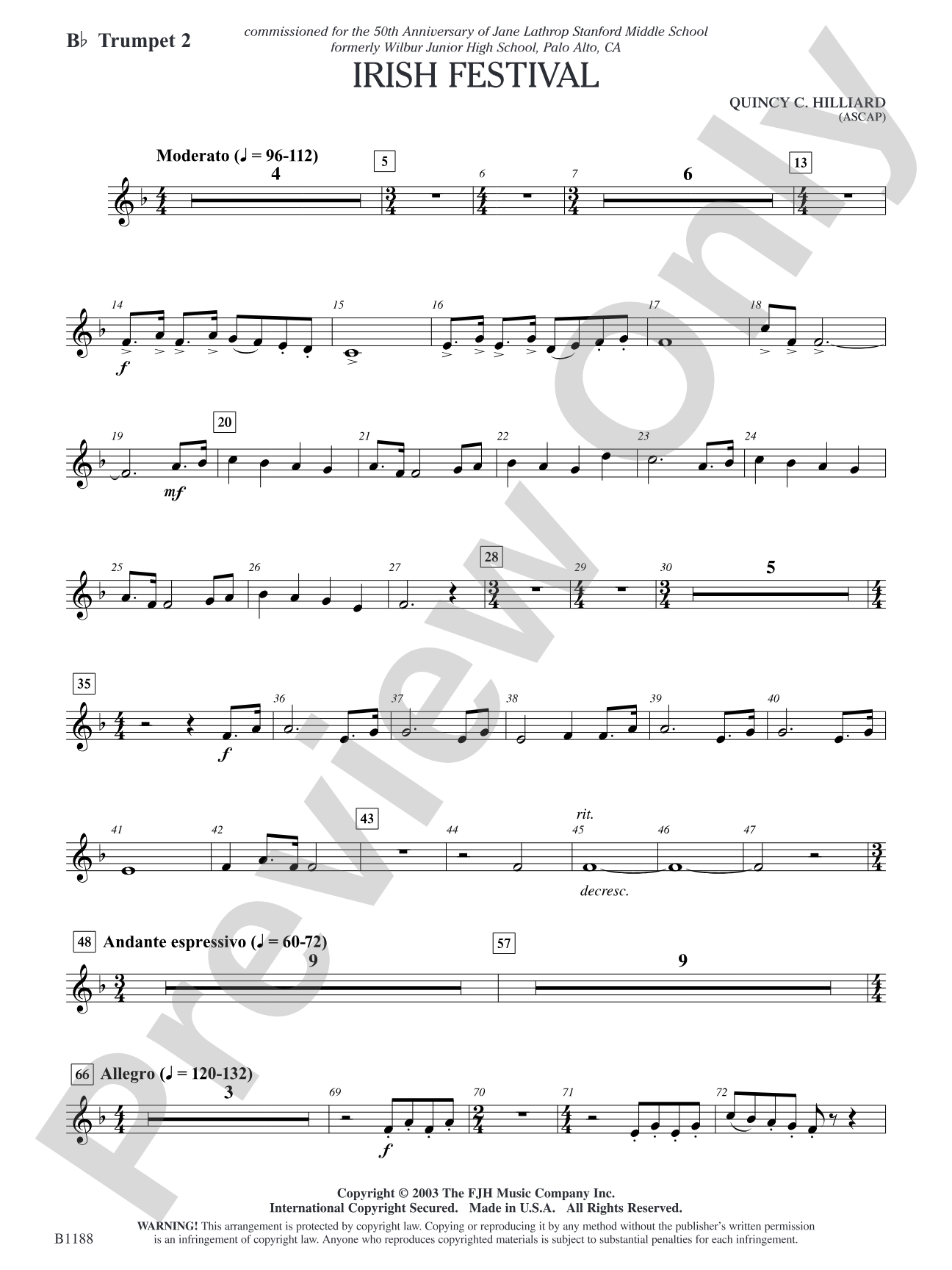 Irish Festival: B-flat Trumpet 2