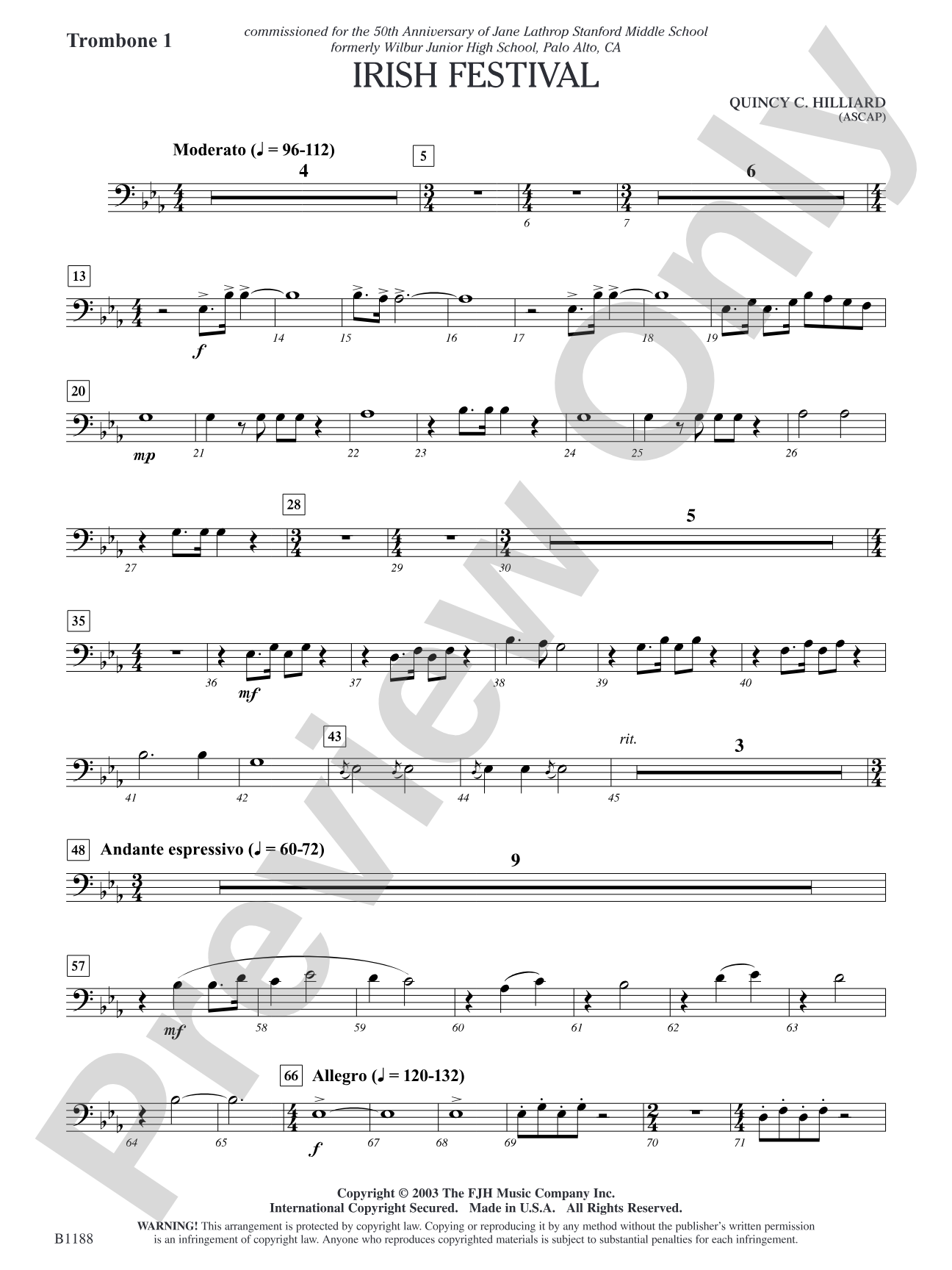 Irish Festival: Trombone 1