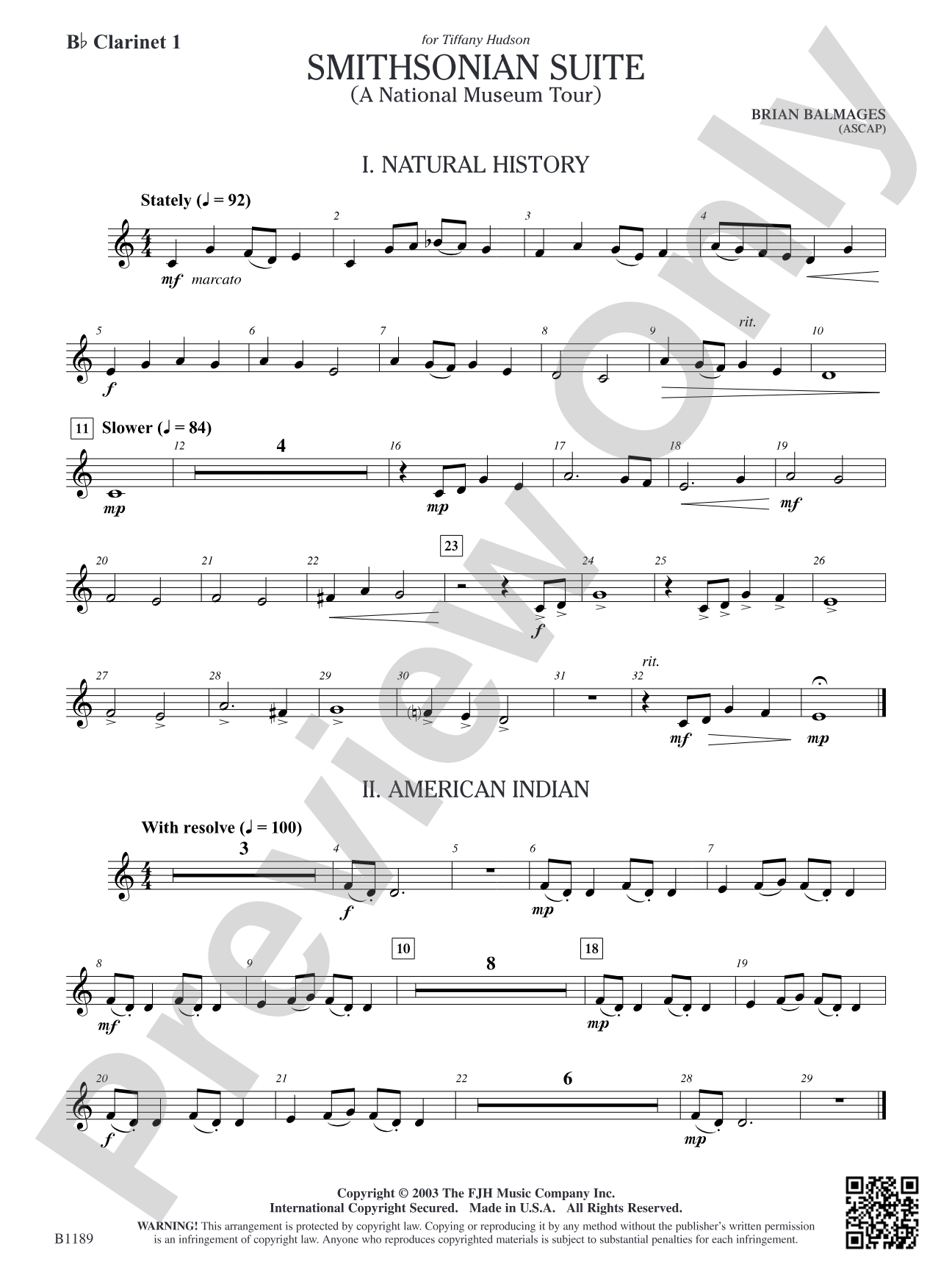 Smithsonian Suite: B-flat Clarinet 1