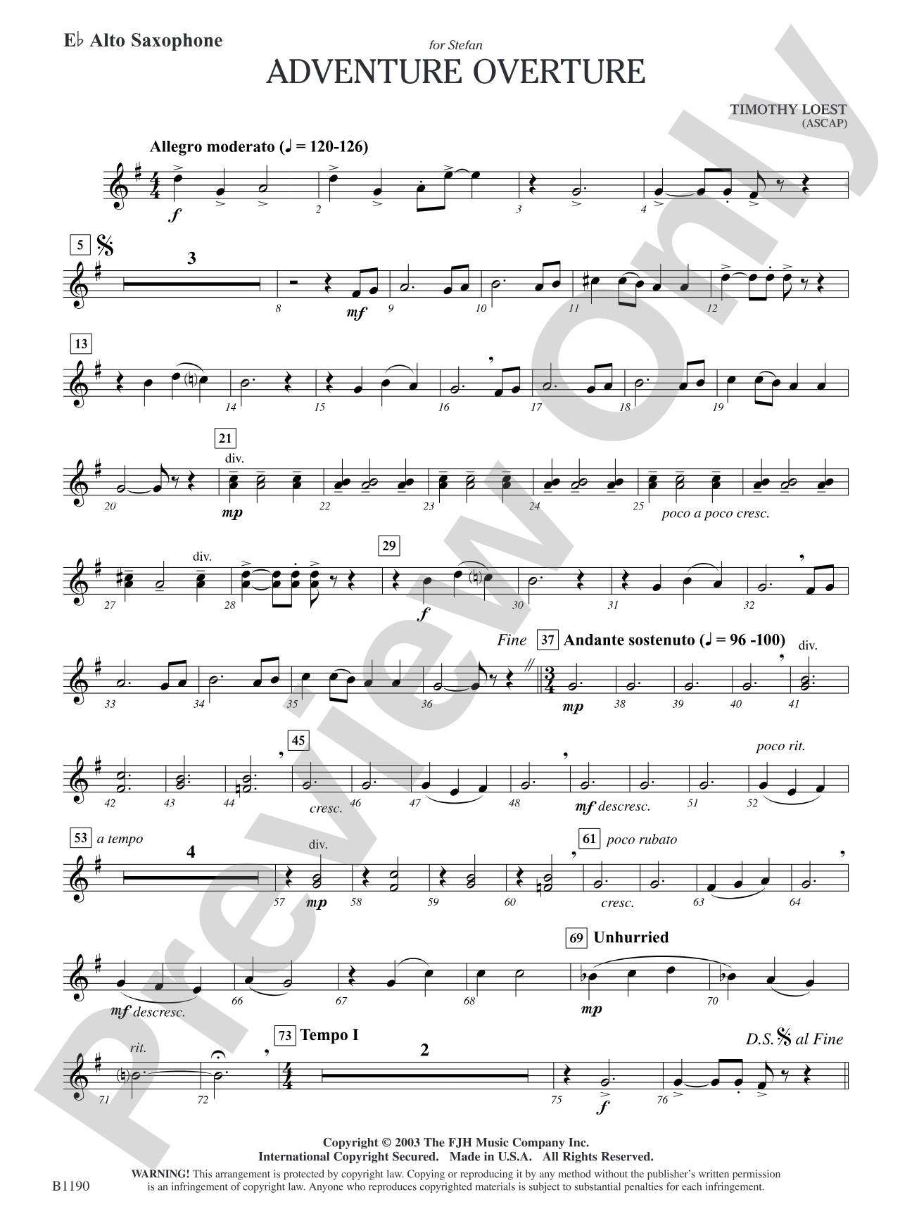 Adventure Overture: E-flat Alto Saxophone