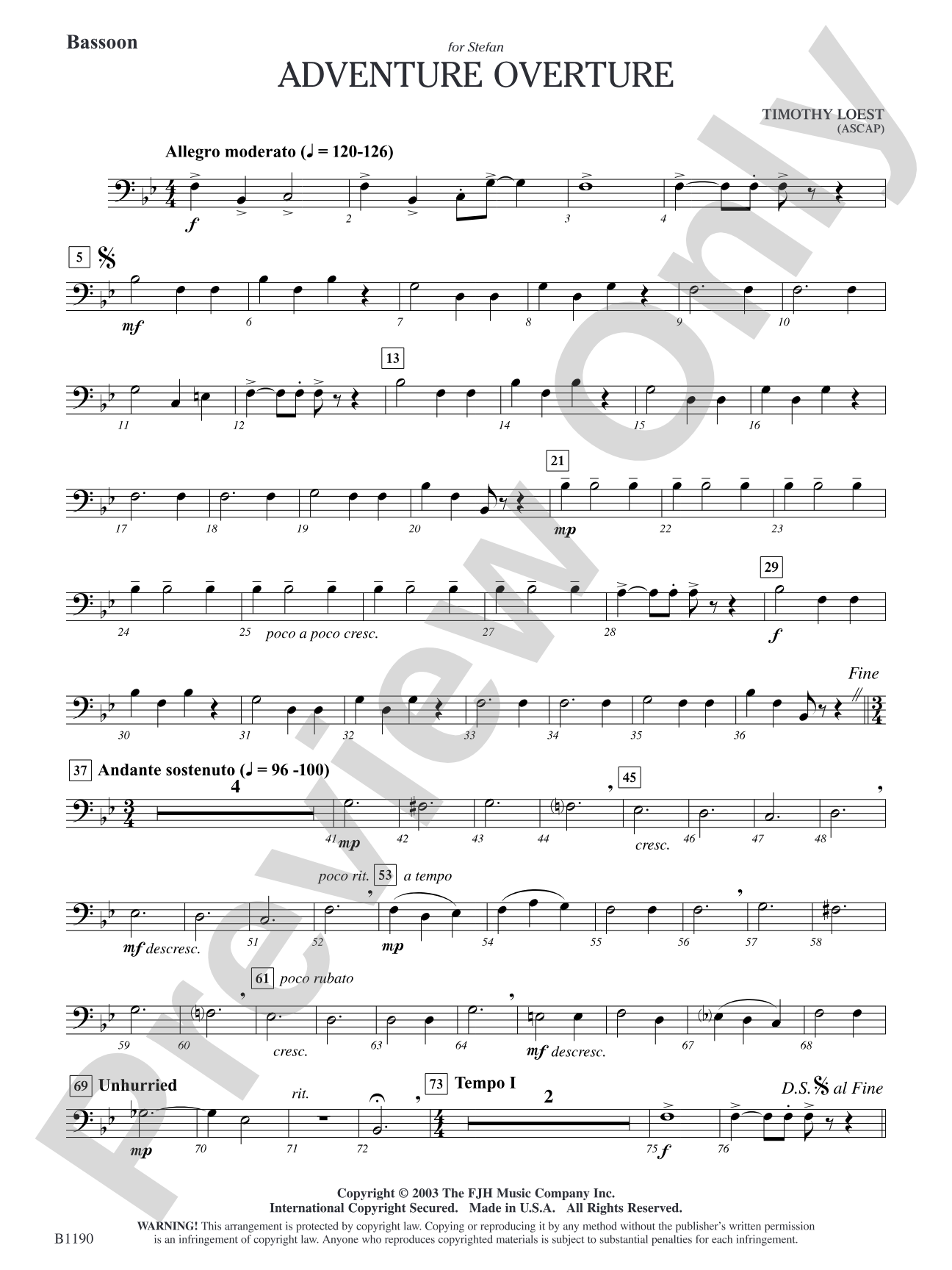 Adventure Overture: Bassoon