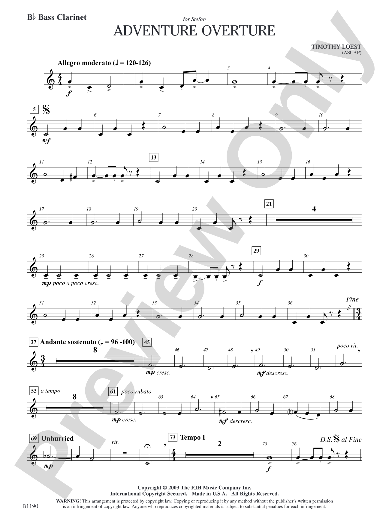 Adventure Overture: B-flat Bass Clarinet