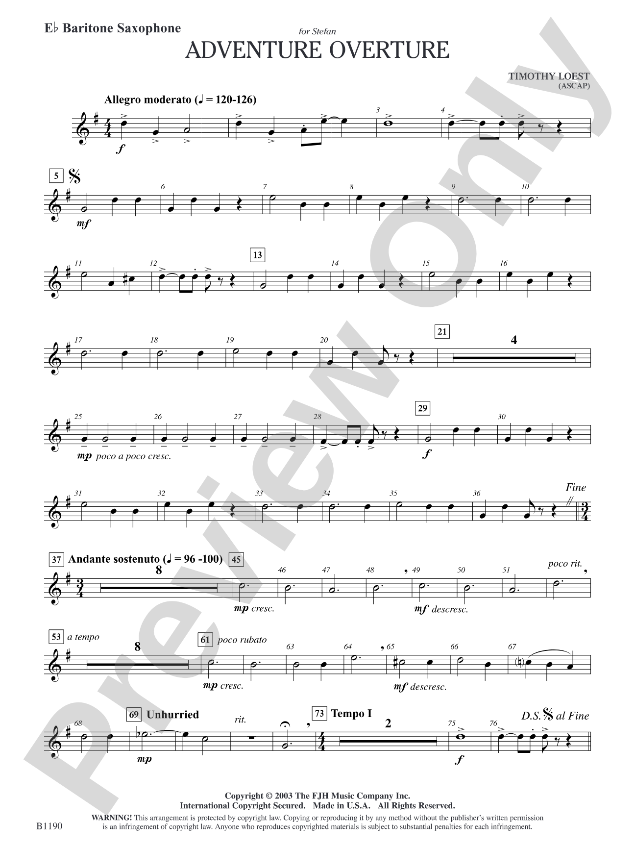 Adventure Overture: E-flat Baritone Saxophone