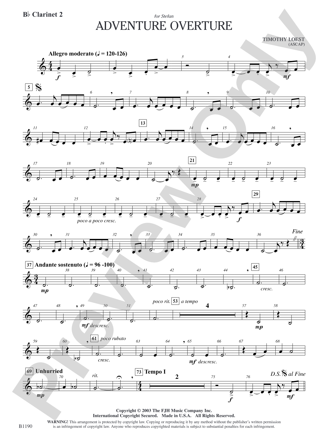 Adventure Overture: B-flat Clarinet 2