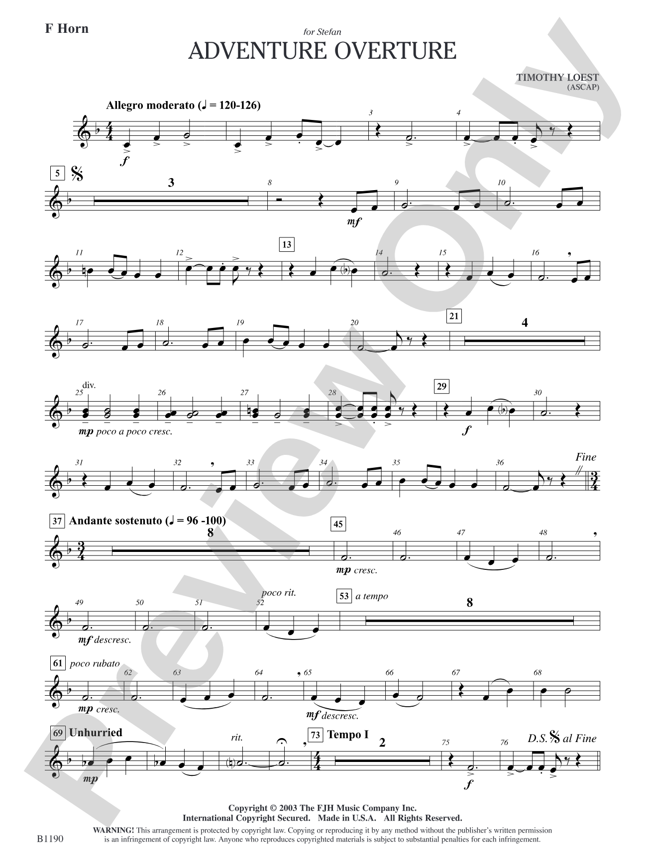 Adventure Overture: F Horn