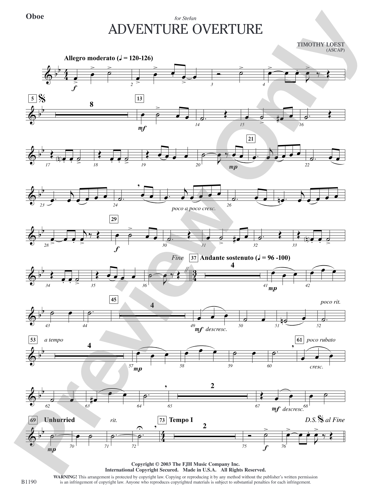 Adventure Overture: Oboe