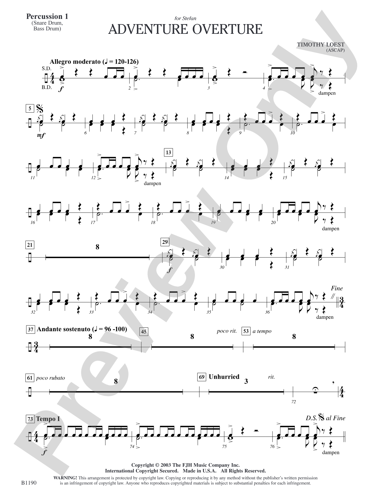 Adventure Overture: Percussion 1