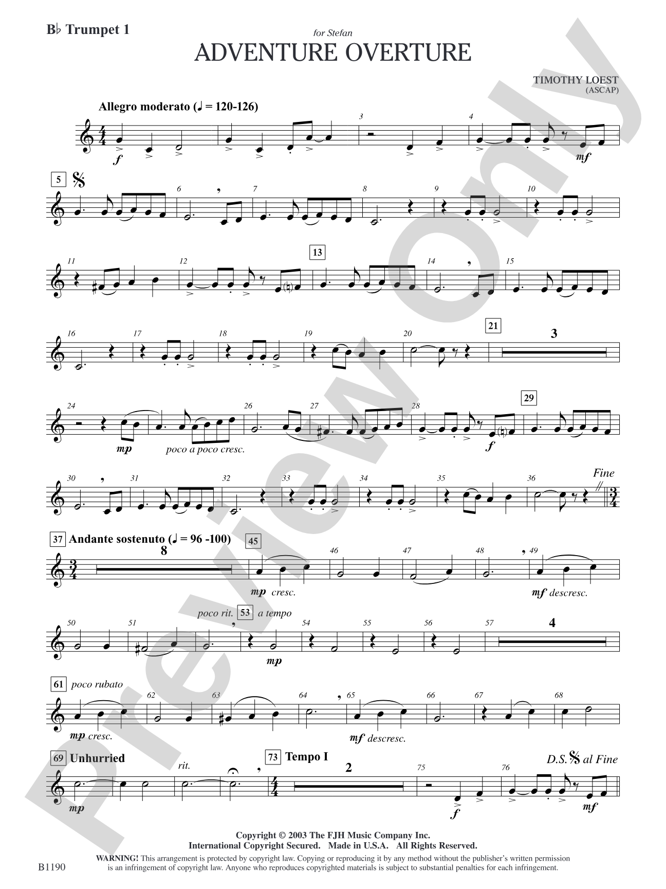 Adventure Overture: B-flat Trumpet 1