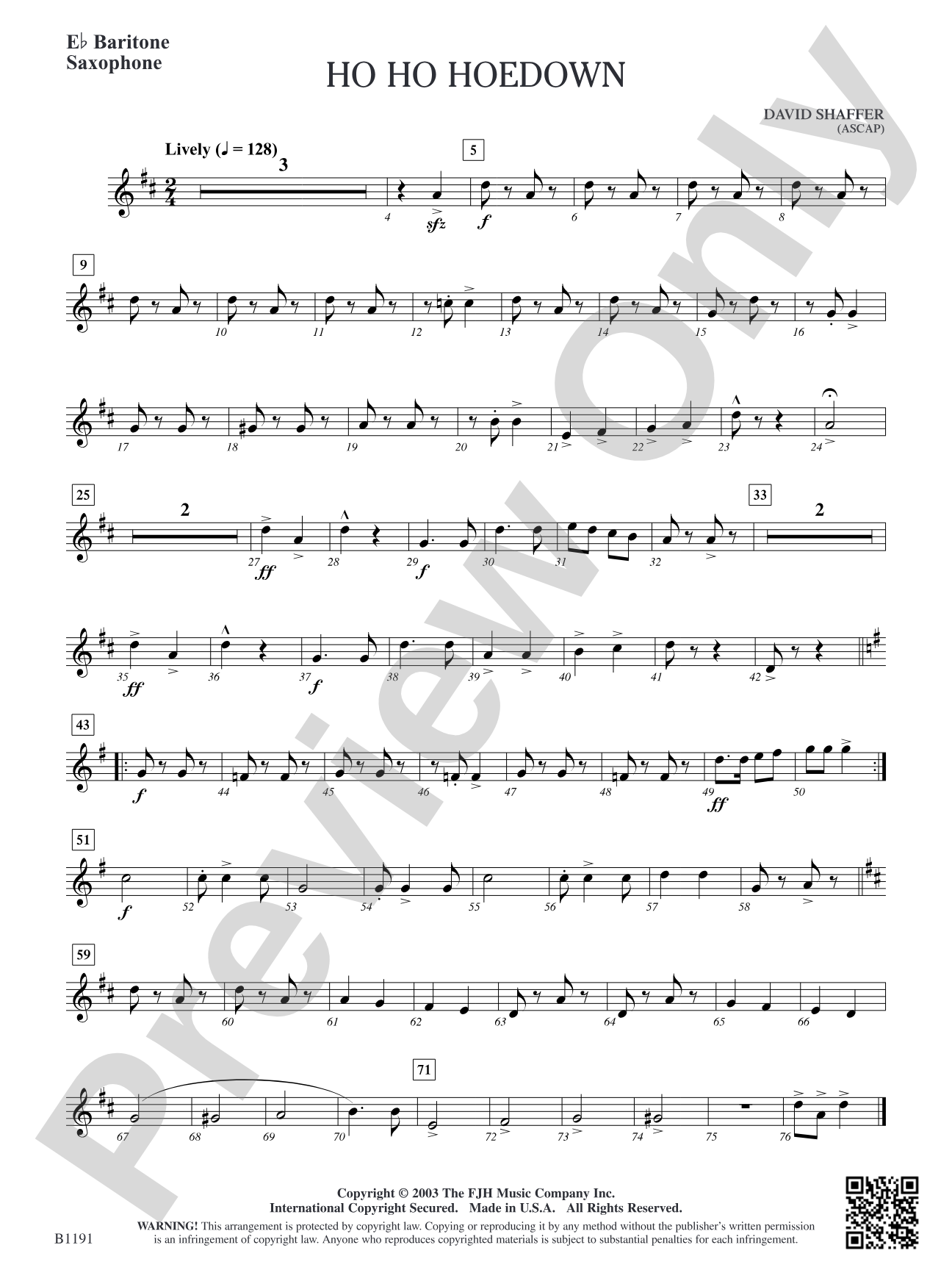 Ho Ho Hoedown: E-flat Baritone Saxophone