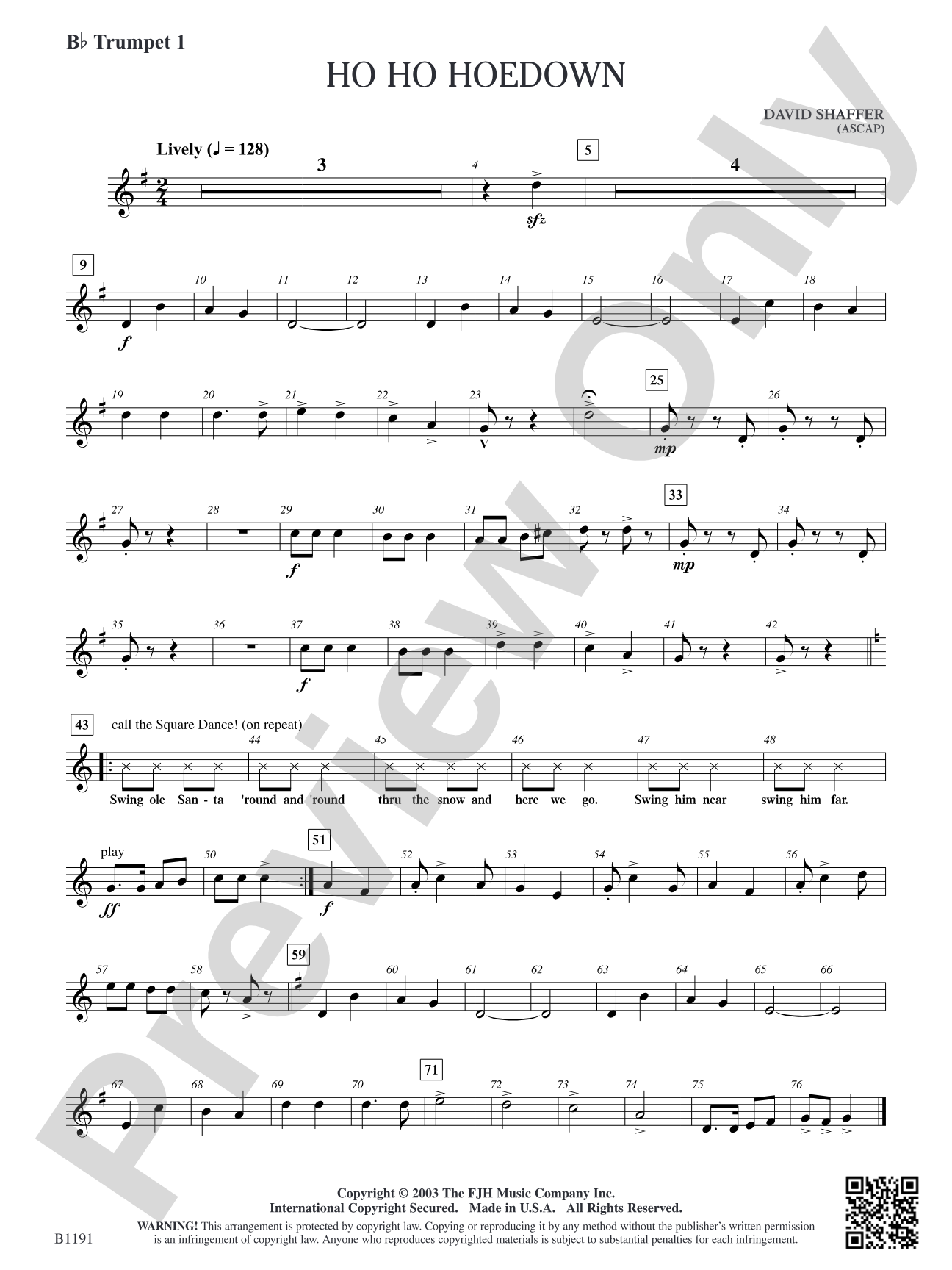 Ho Ho Hoedown: B-flat Trumpet 1