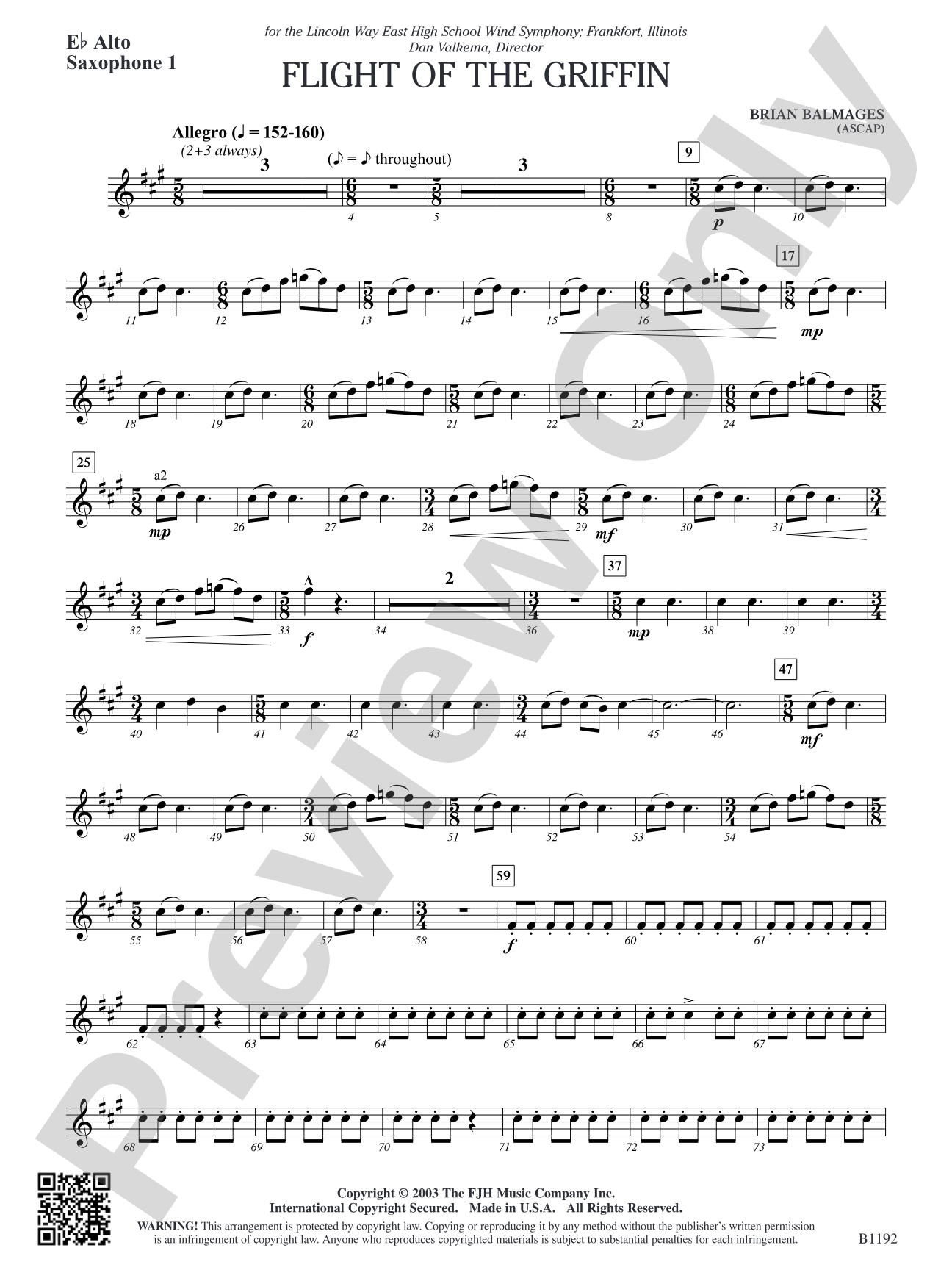 Flight of the Griffin: E-flat Alto Saxophone 1