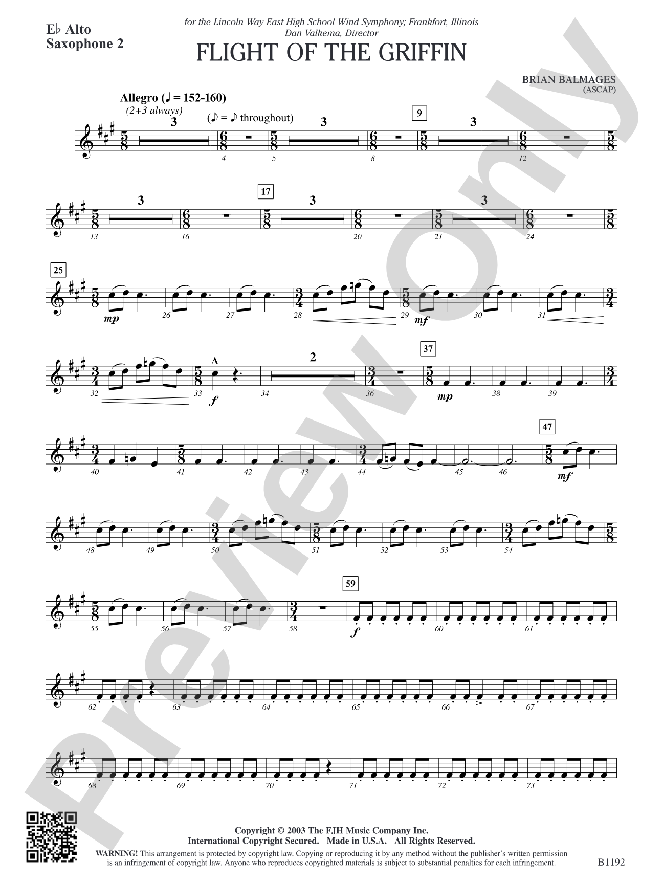 Flight of the Griffin: E-flat Alto Saxophone 2