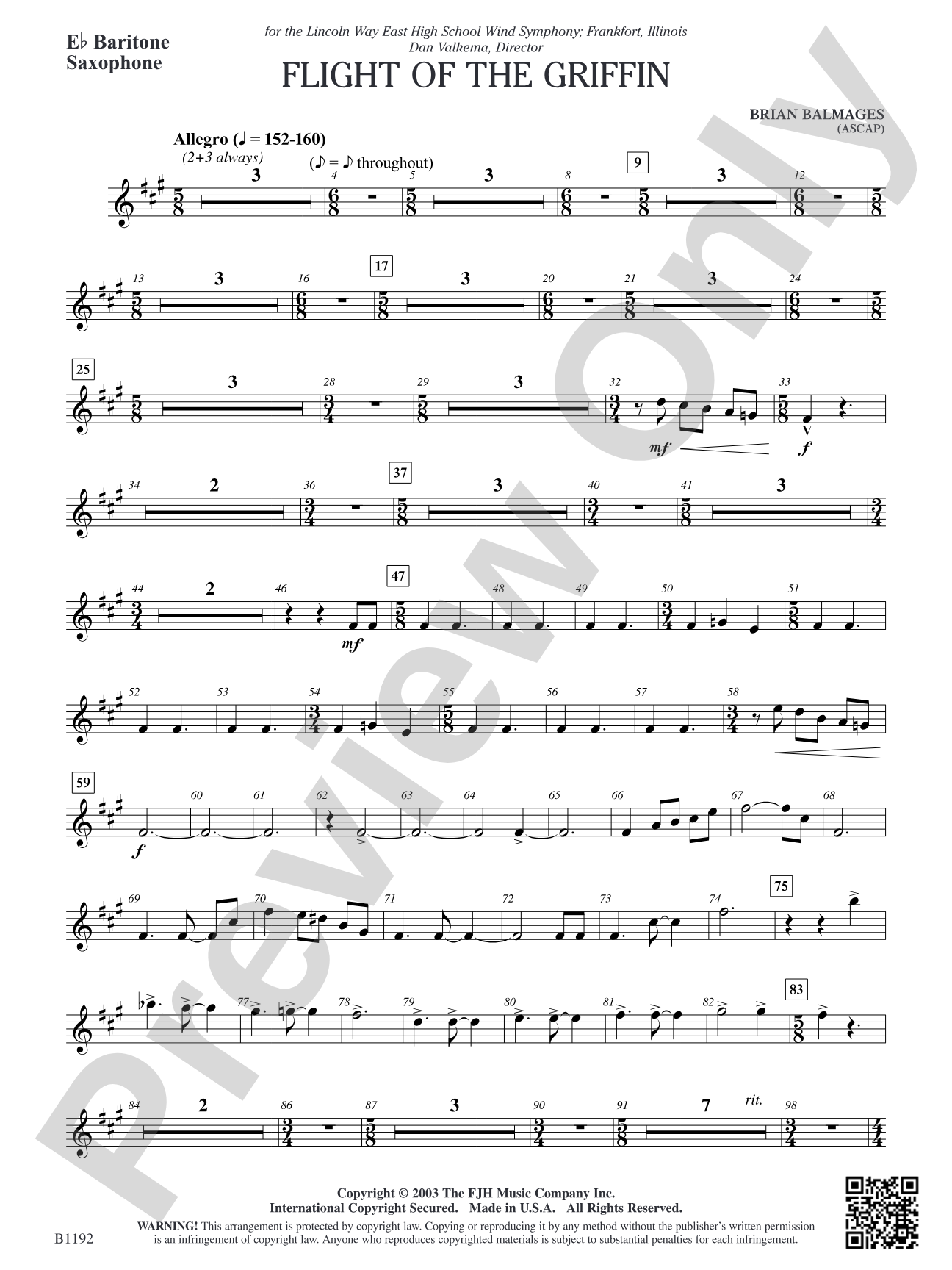 Flight of the Griffin: E-flat Baritone Saxophone