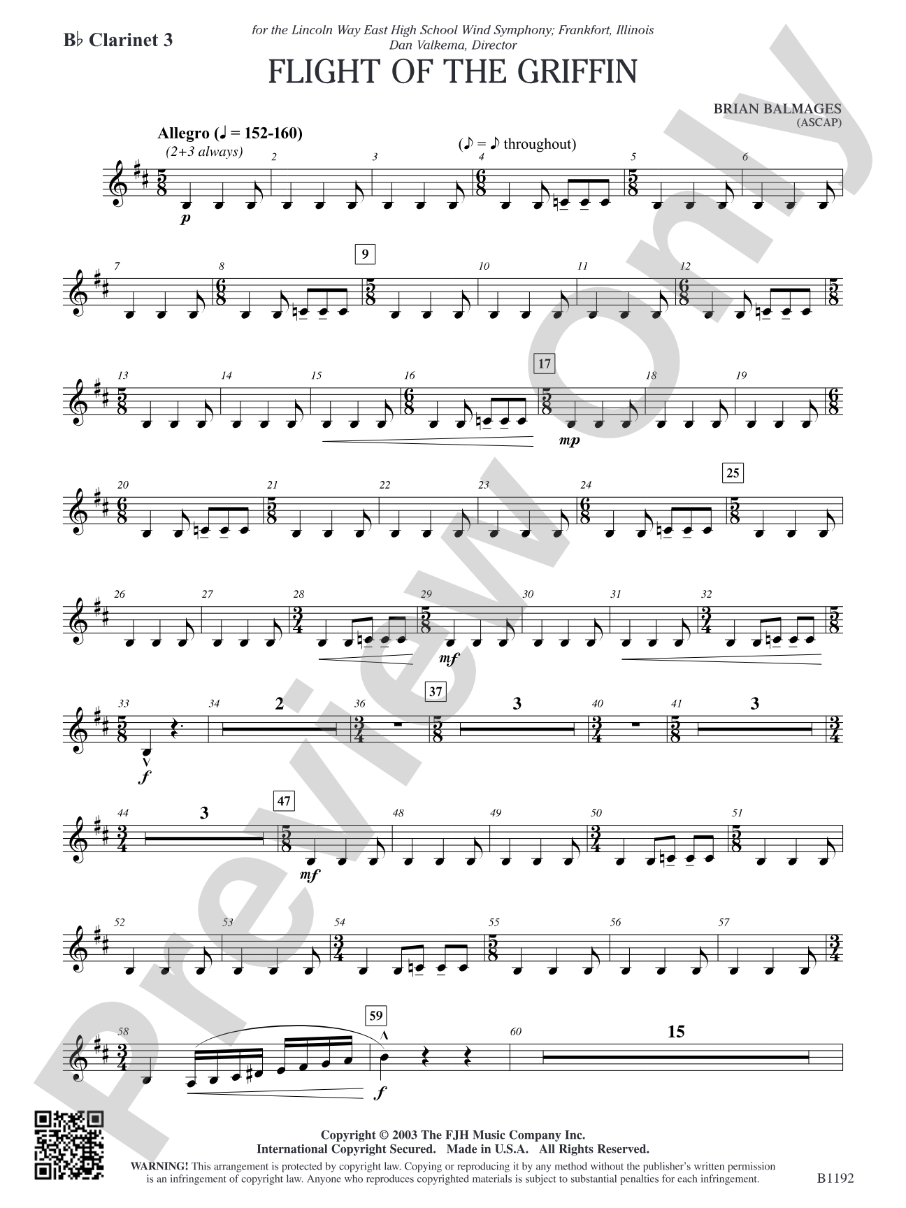 Flight of the Griffin: B-flat Clarinet 3