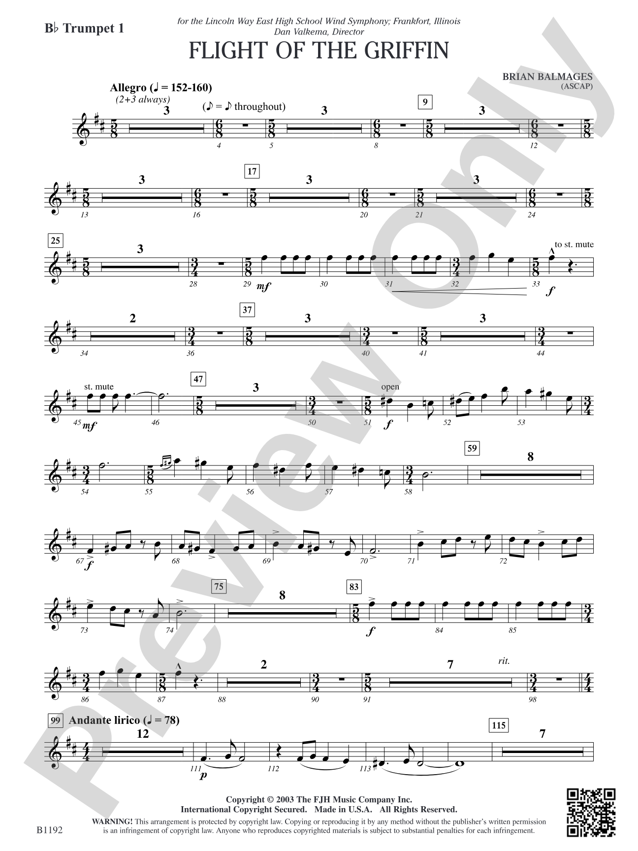 Flight of the Griffin: B-flat Trumpet 1