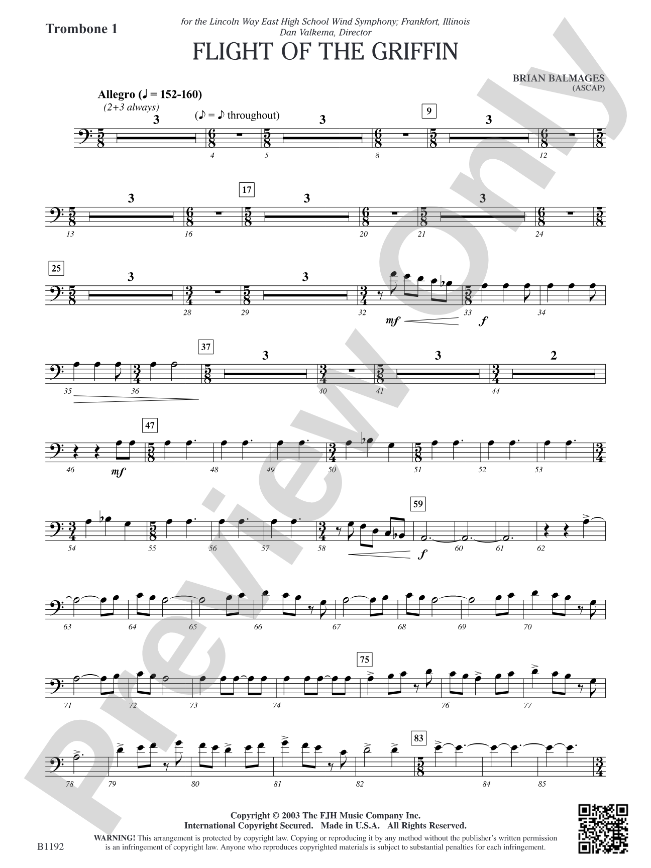 Flight of the Griffin: Trombone 1