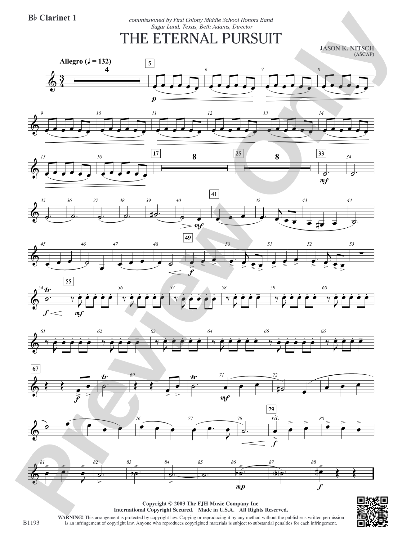 The Eternal Pursuit: B-flat Clarinet 1